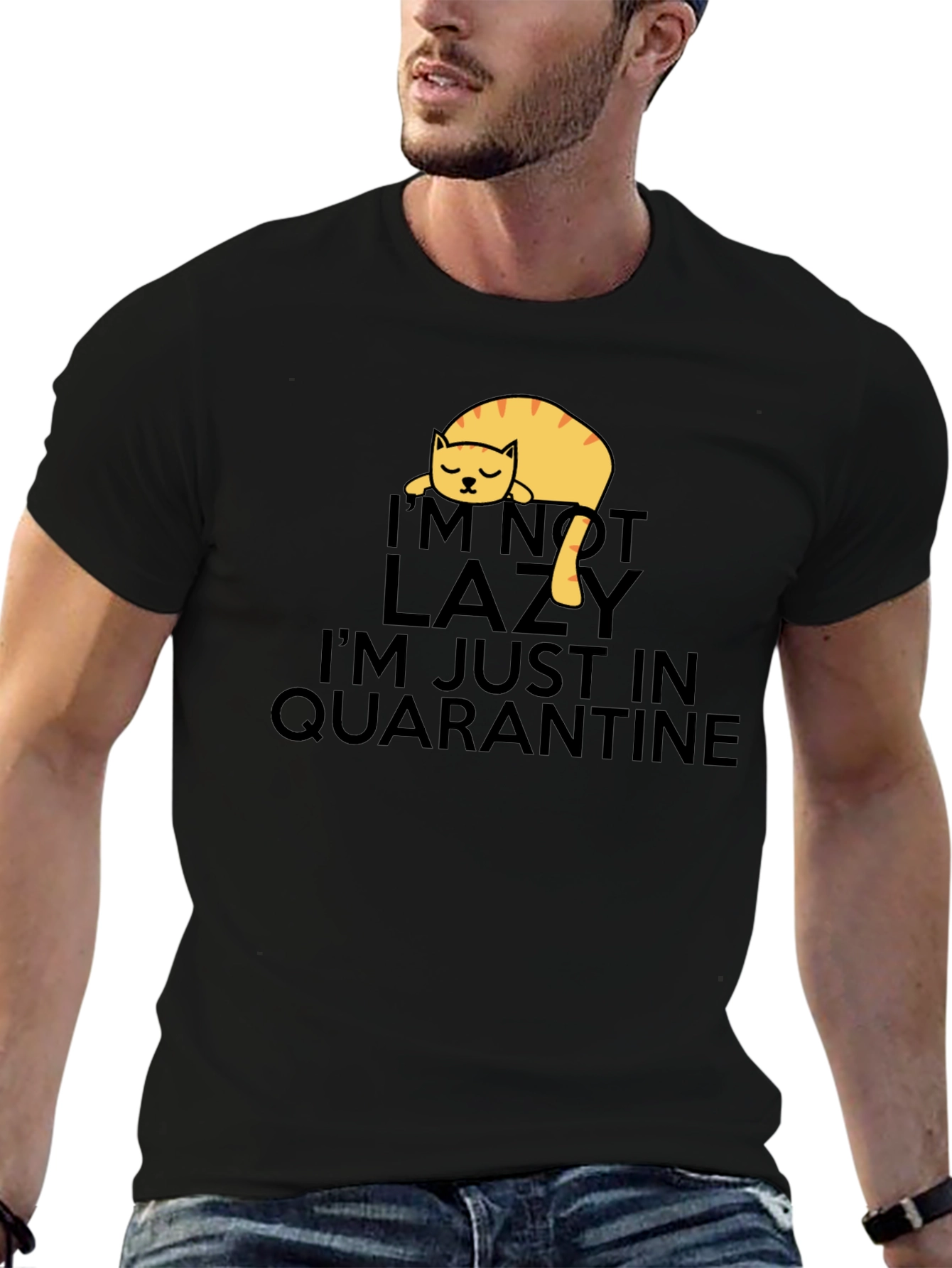 Quarantine Cat Graphic Tee - Im Not Lazy T-Shirt