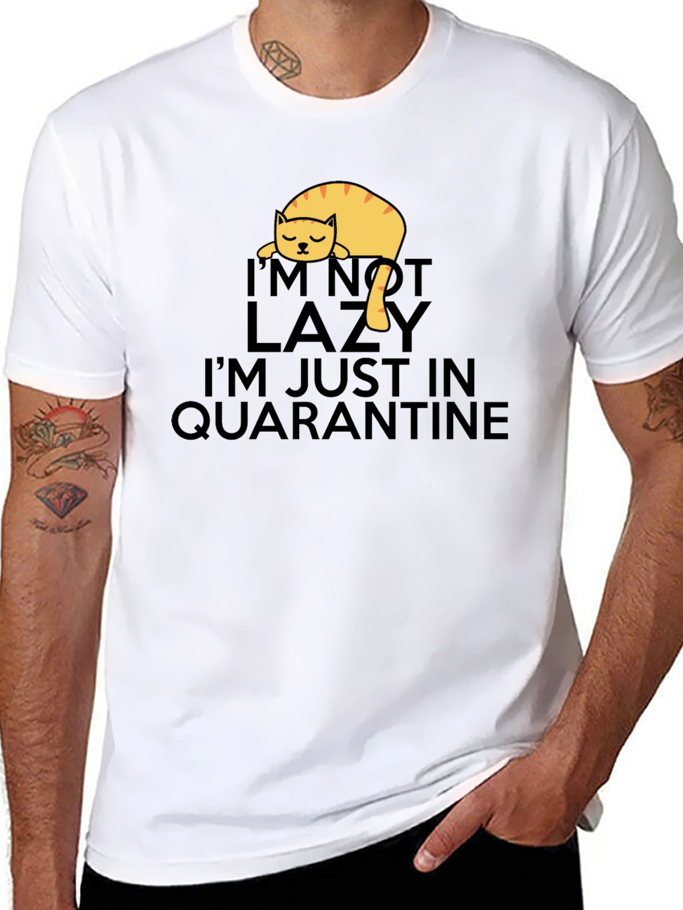 Quarantine Cat Graphic Tee - Im Not Lazy T-Shirt