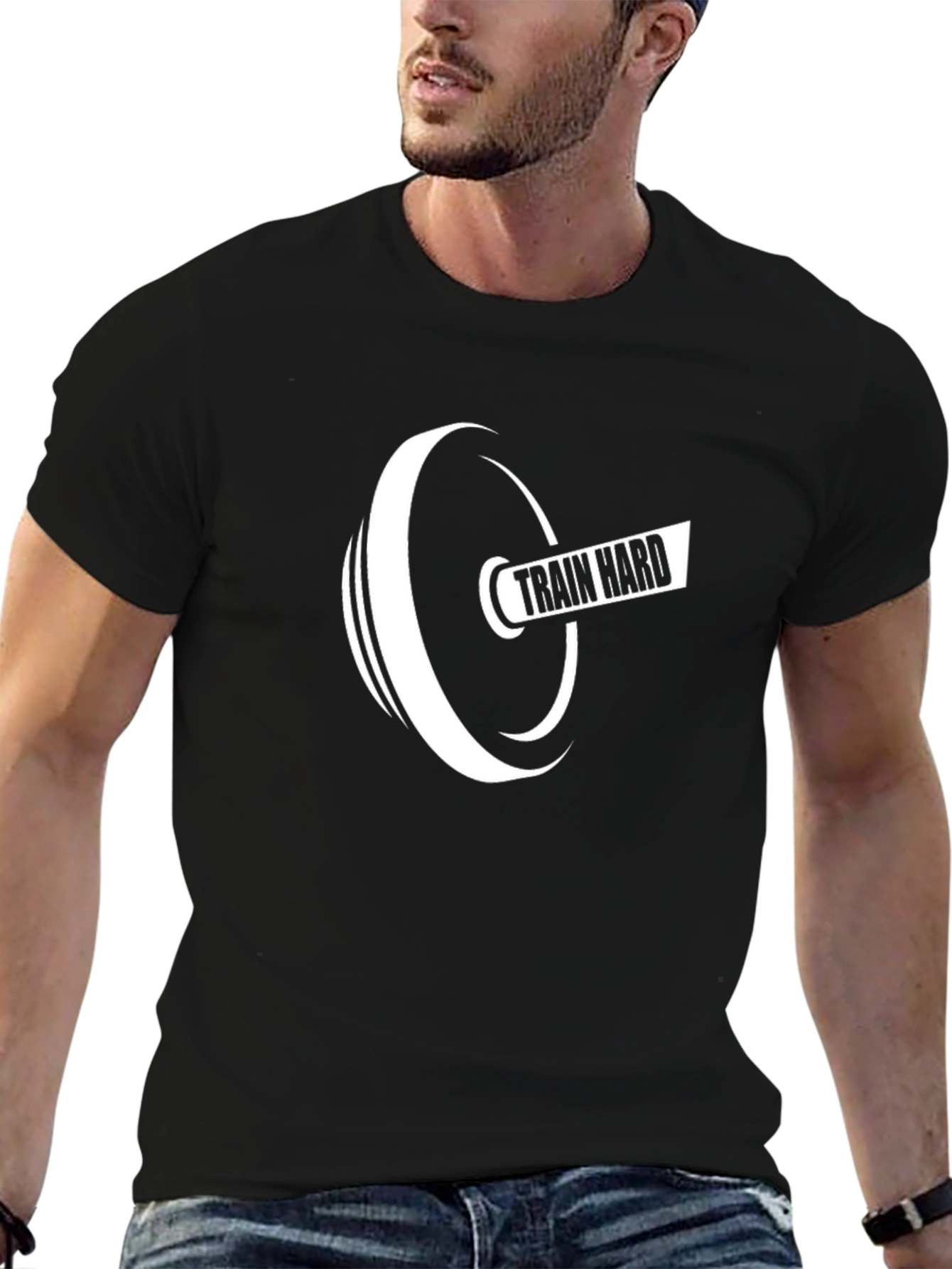 Train Hard T-Shirt - Black Gym Workout Tee