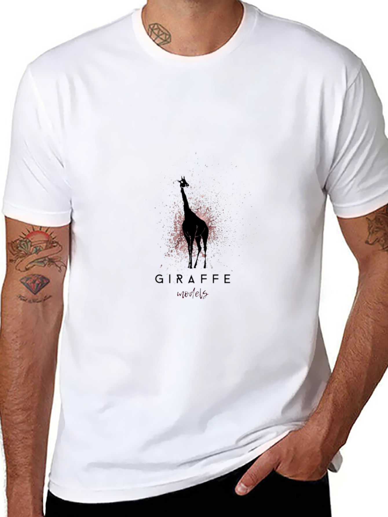 Giraffe Silhouette Graphic T-Shirt - Black