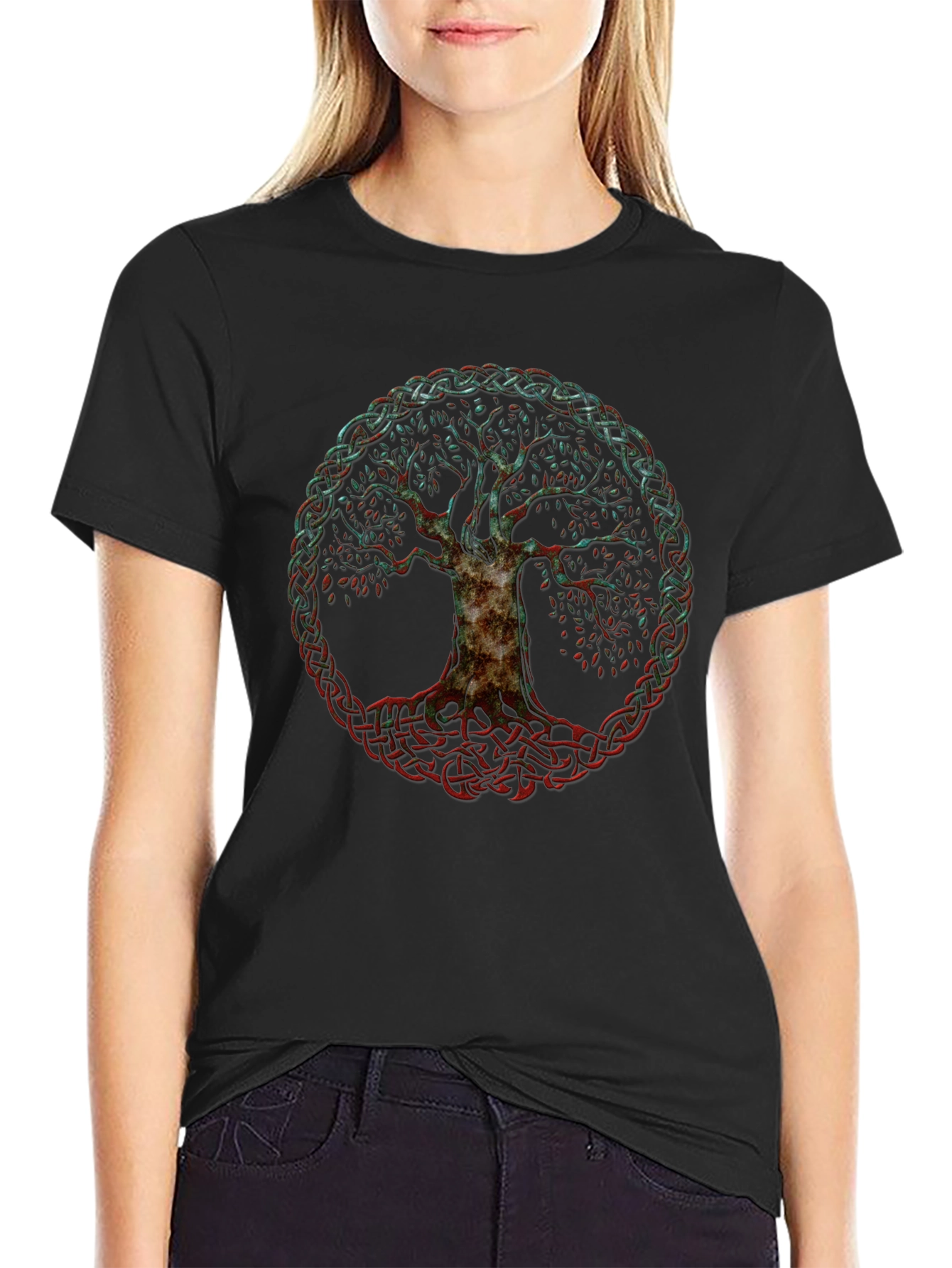 Celtic Tree of Life Graphic T-Shirt - Black
