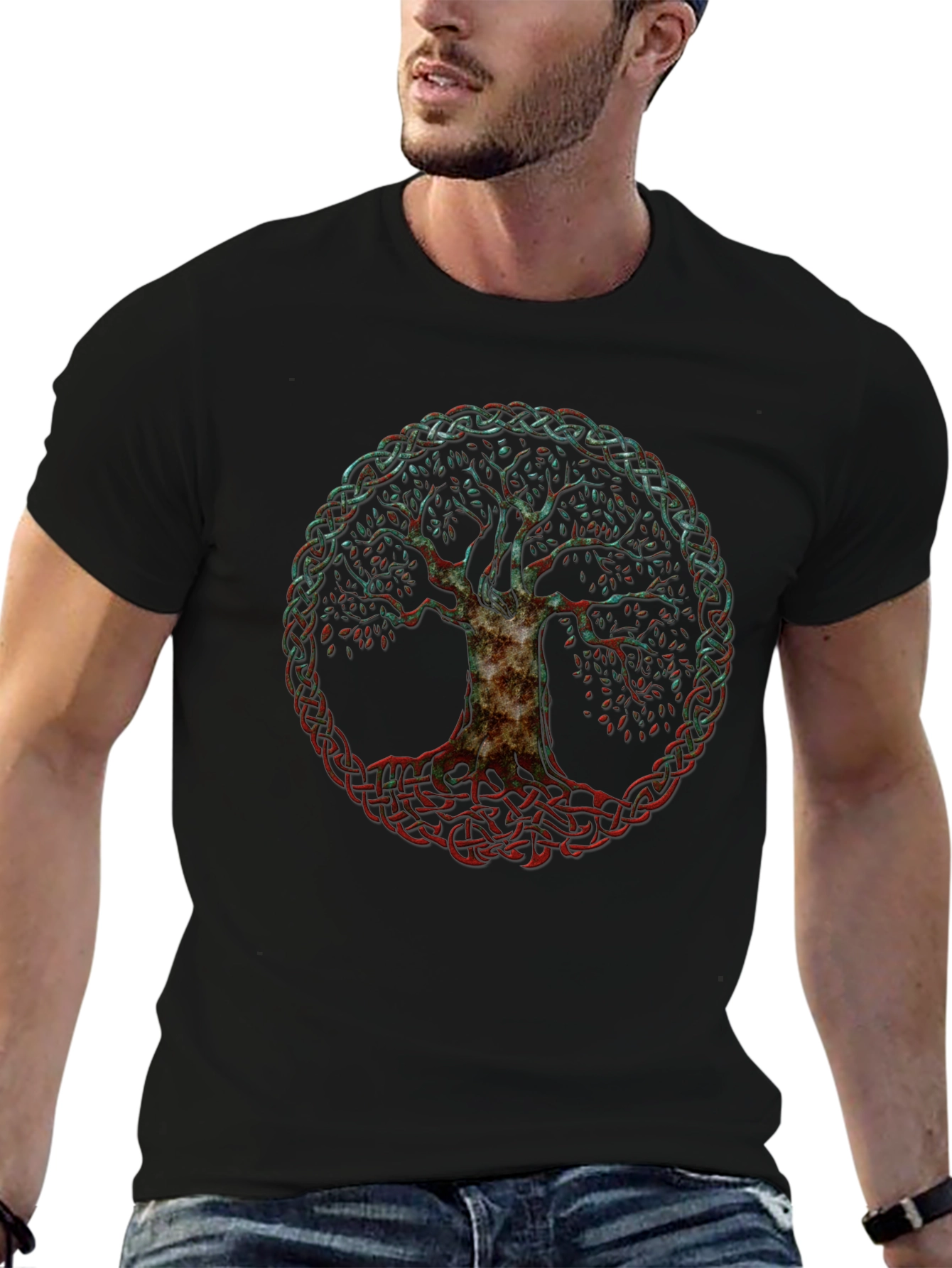 Celtic Tree of Life Graphic T-Shirt - Black