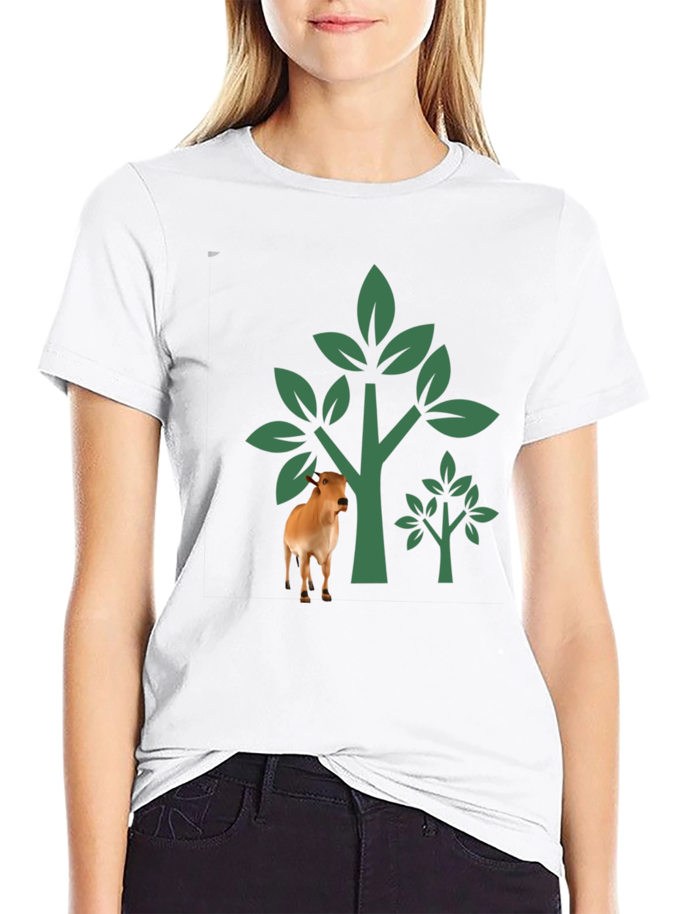 Nature Cow Graphic Black T-Shirt