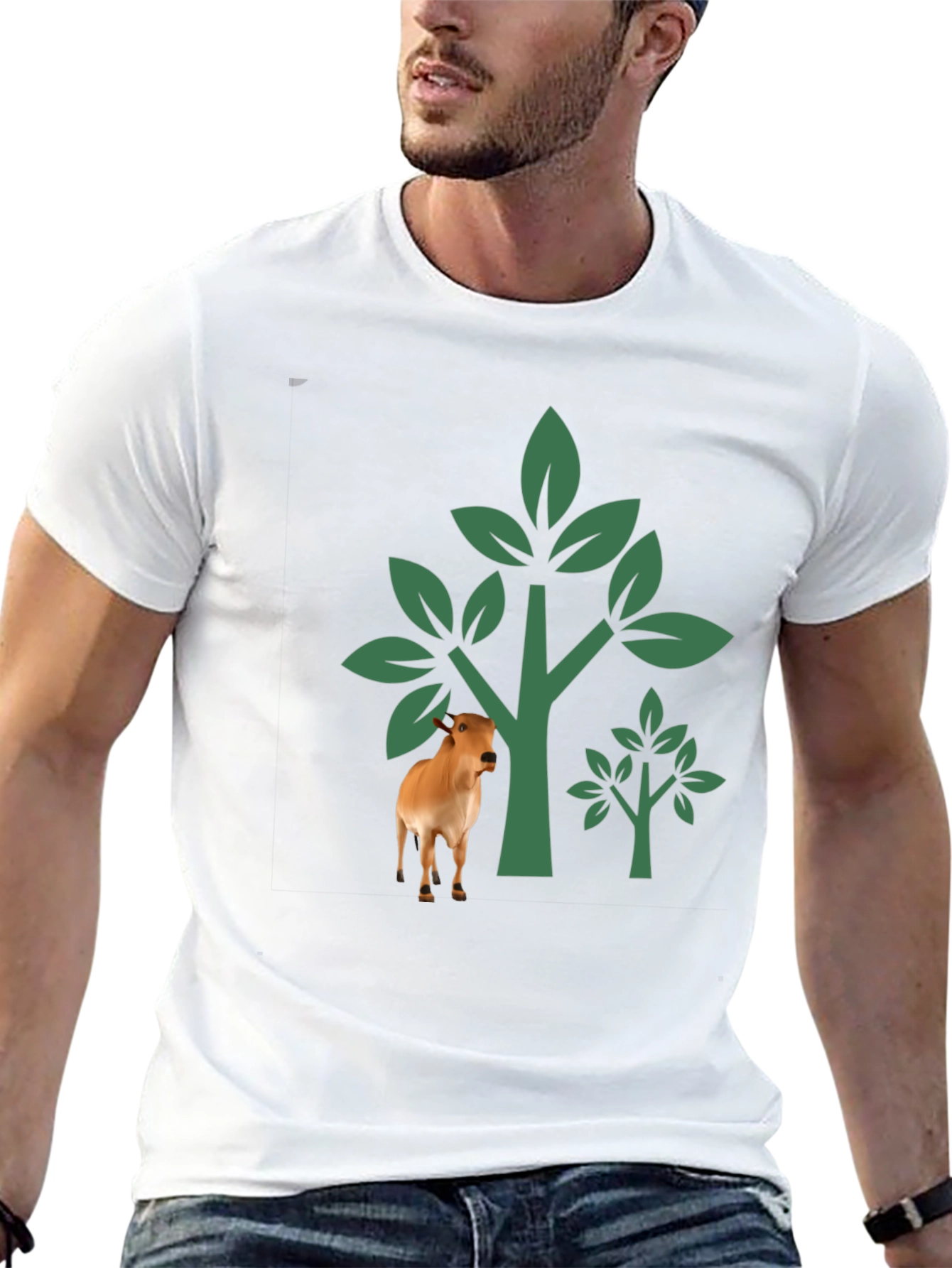 Nature Cow Graphic Black T-Shirt