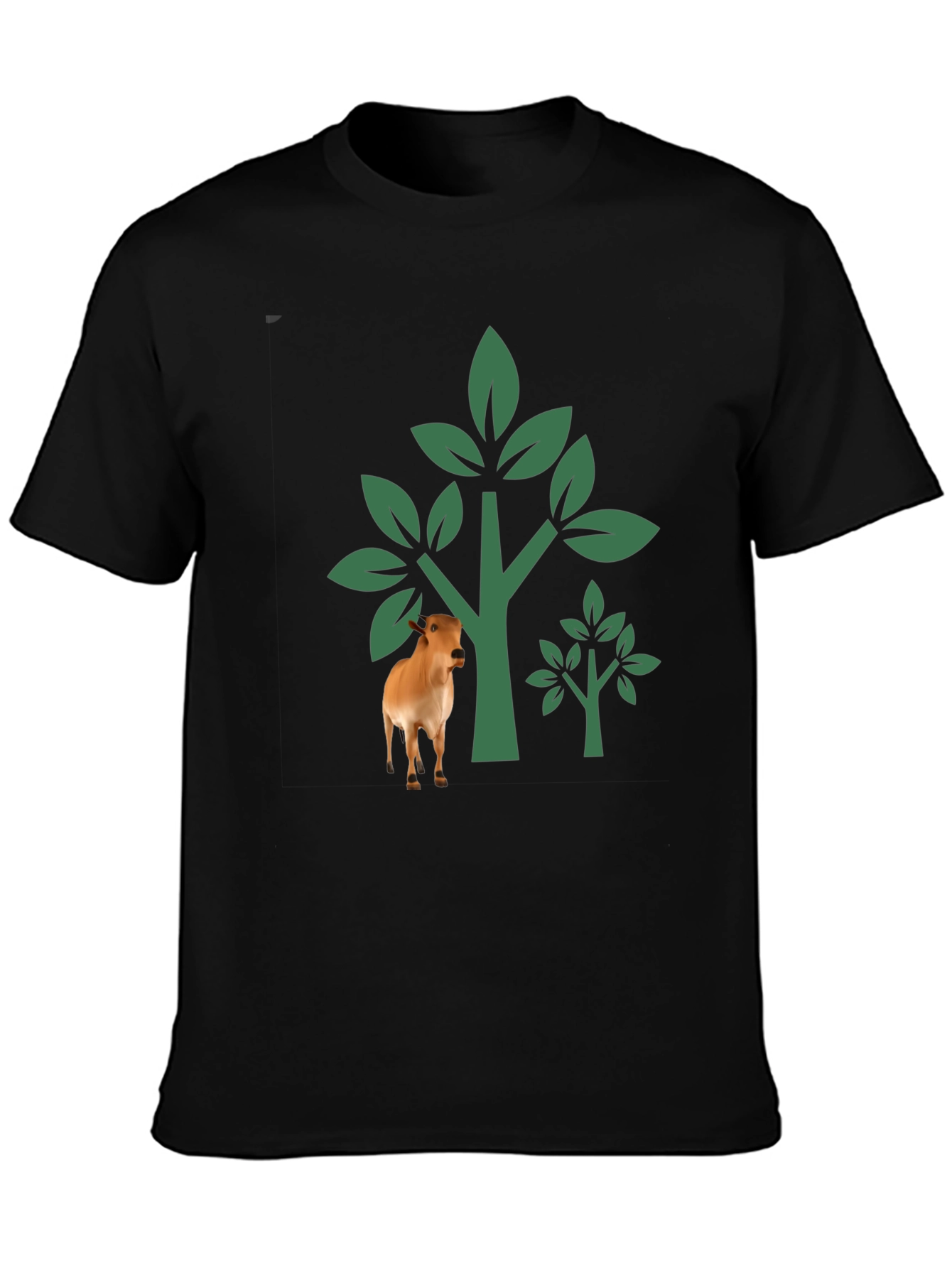 Nature Cow Graphic Black T-Shirt