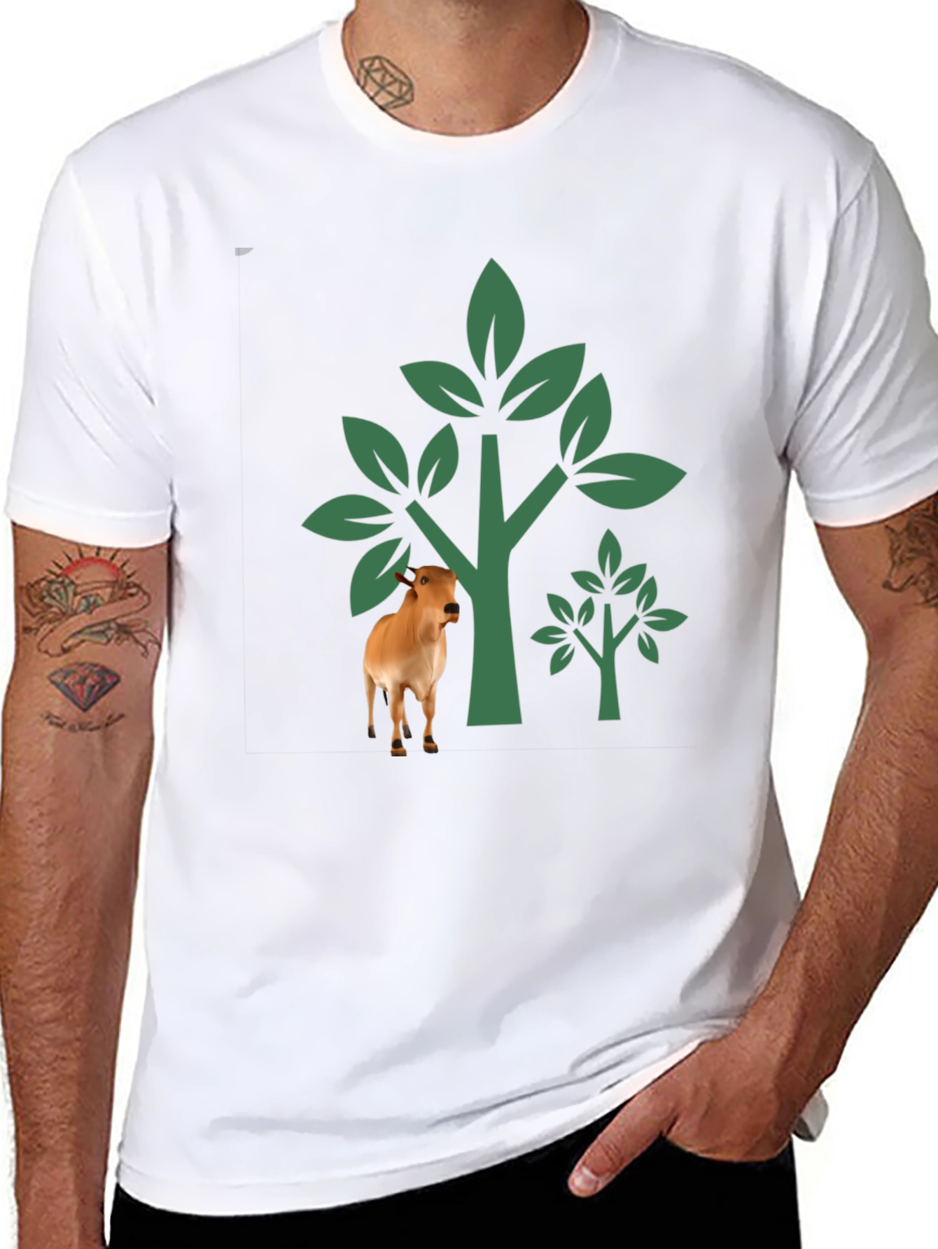 Nature Cow Graphic Black T-Shirt
