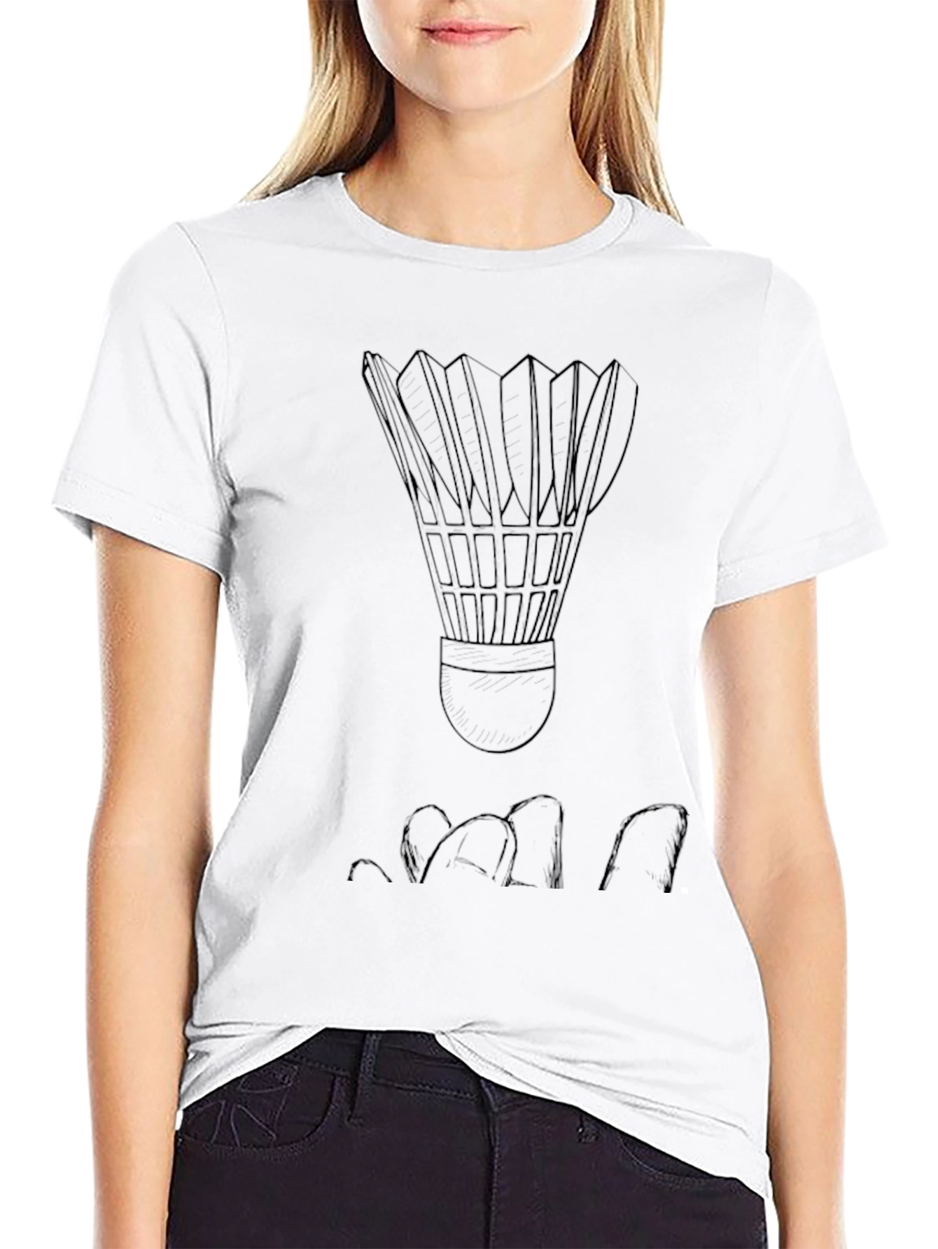 Mens Black Badminton Shuttlecock Graphic Tee