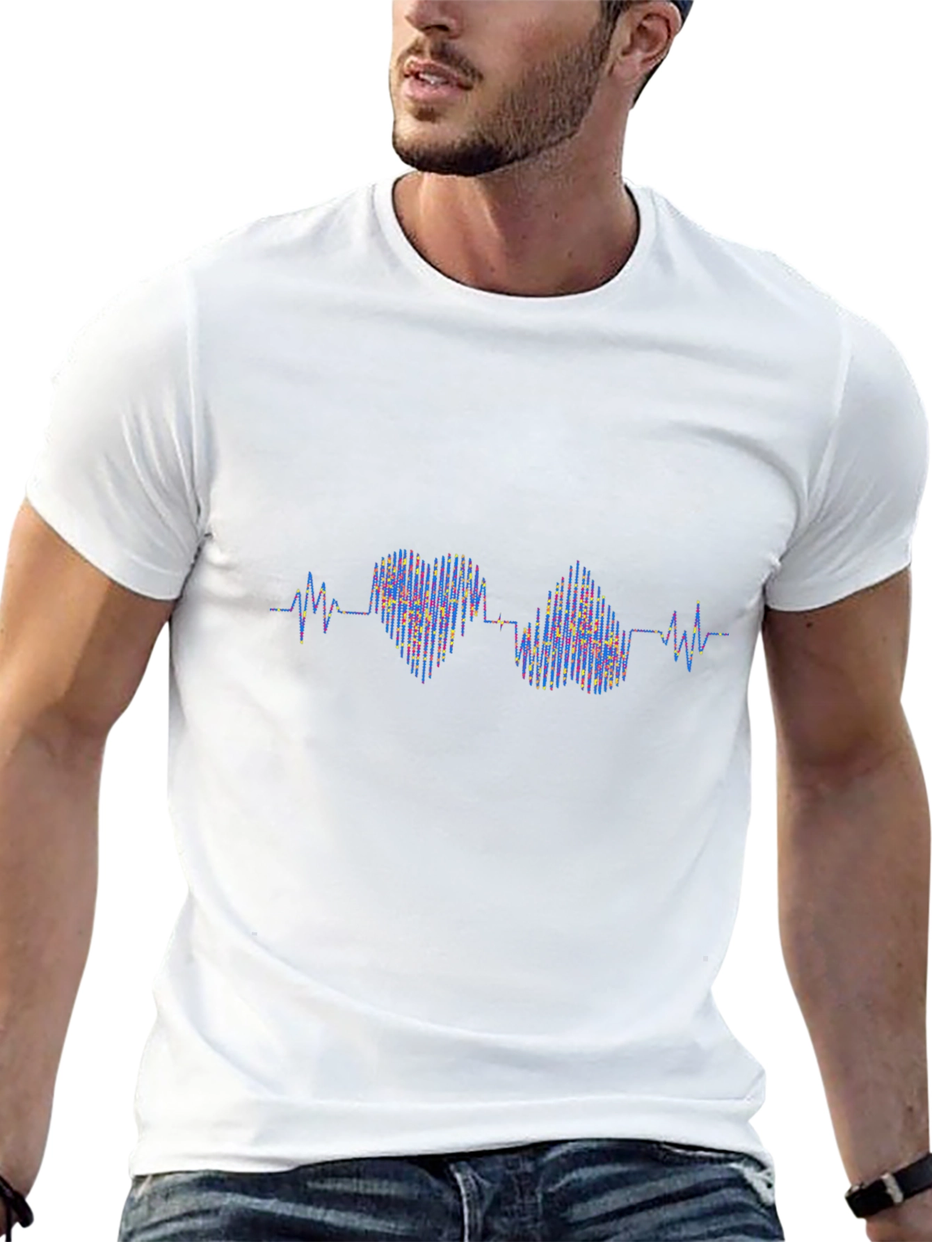 Heartbeat Love Graphic Black T-Shirt