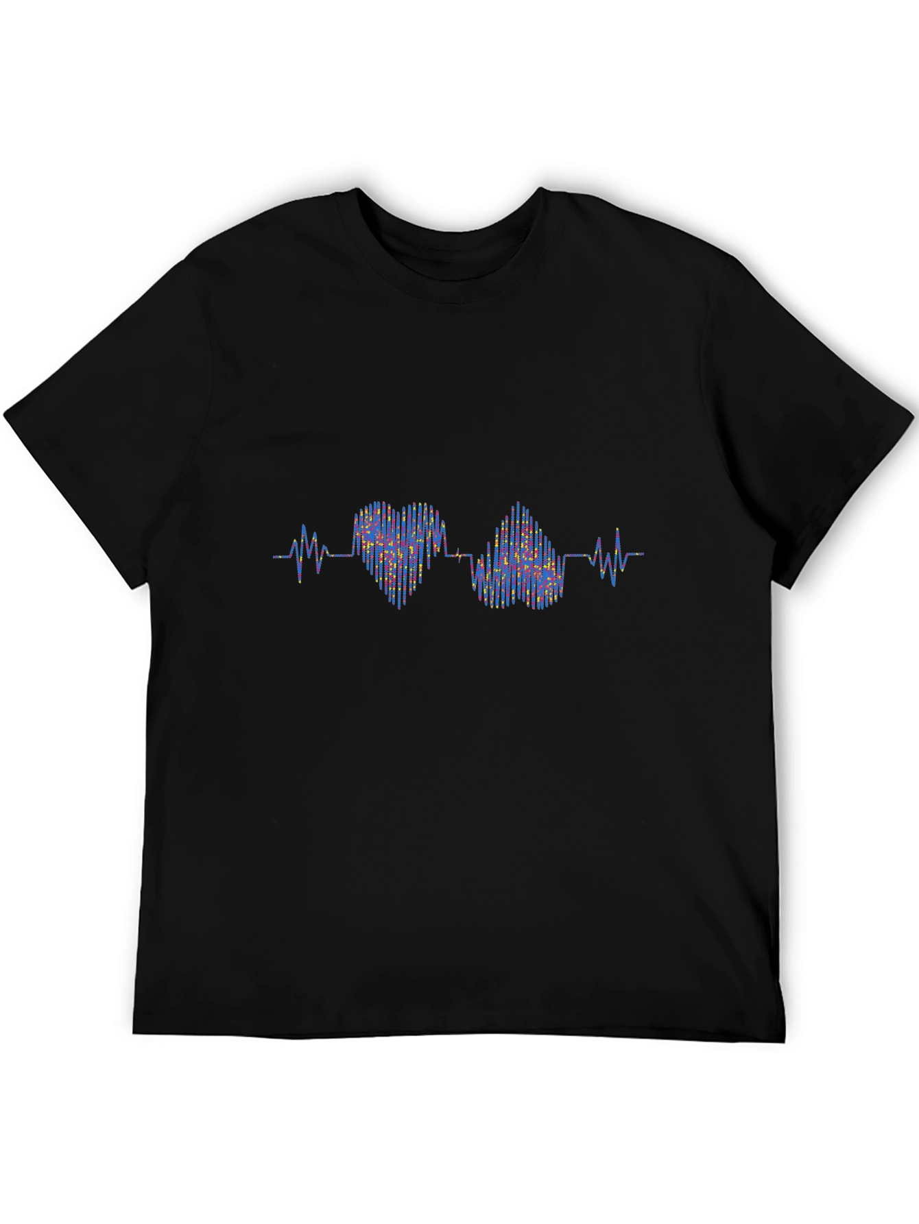 Heartbeat Love Graphic Black T-Shirt