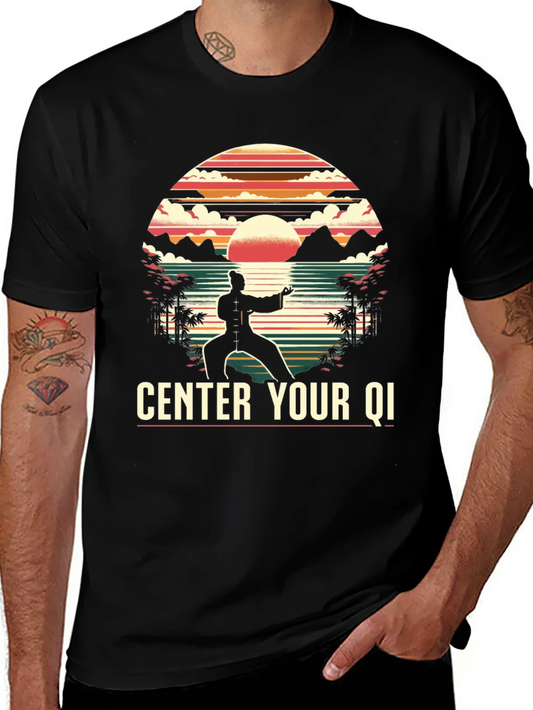 Center Your Qi Black Graphic Tee