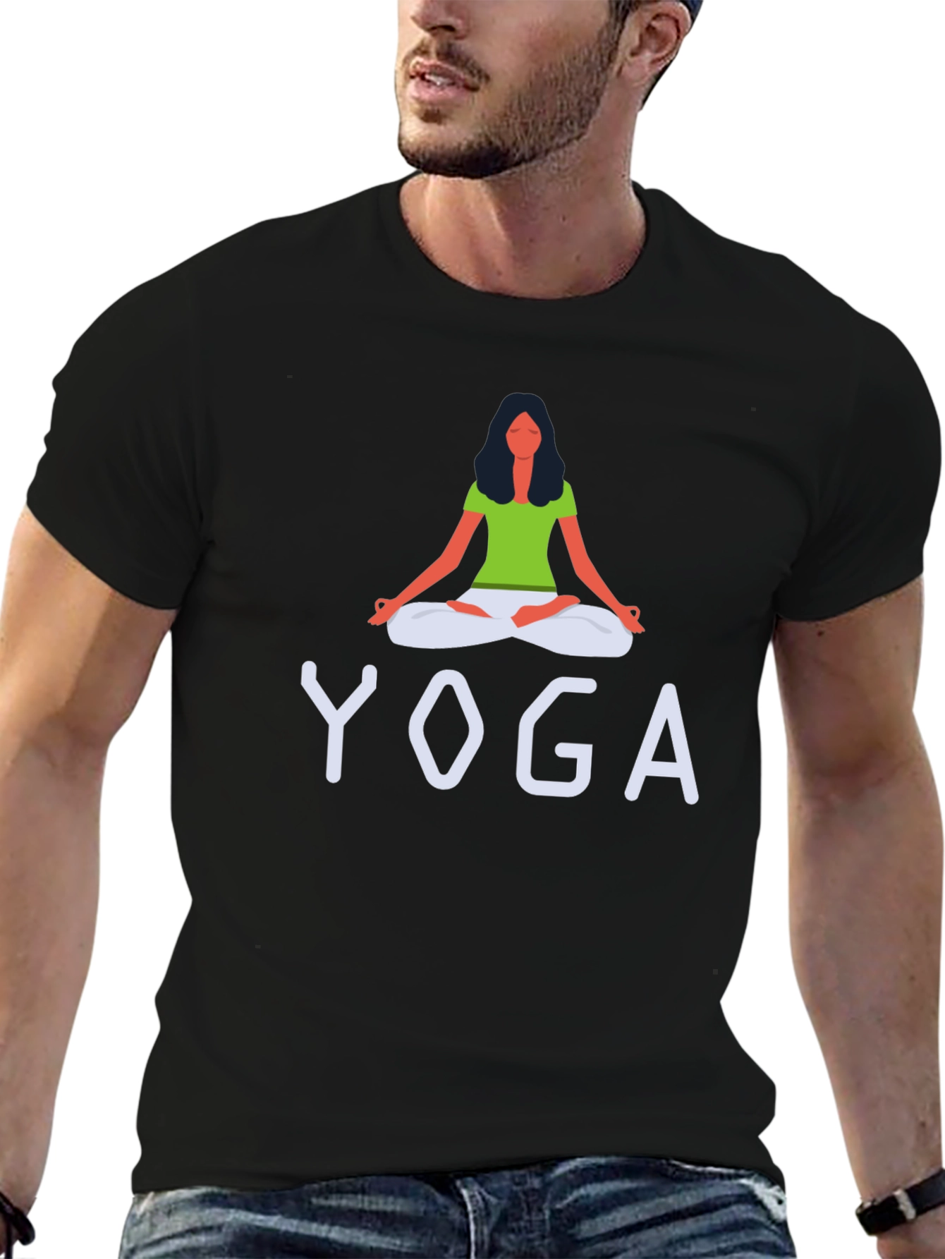Yoga Graphic Print Crew Neck T-Shirt
