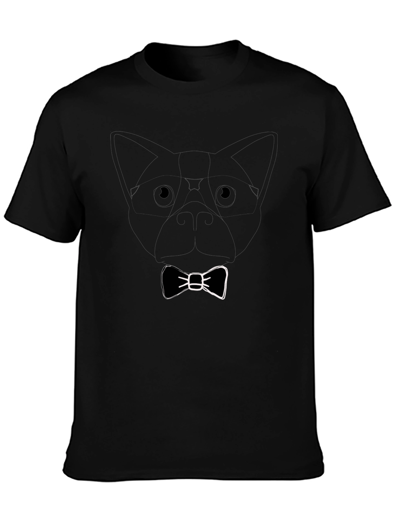 Dog with Bow Tie Black T-Shirt