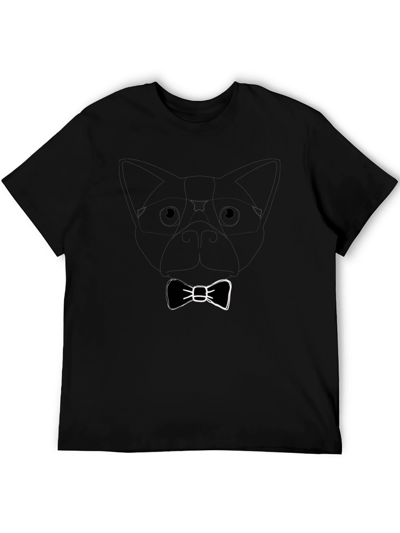 Dog with Bow Tie Black T-Shirt