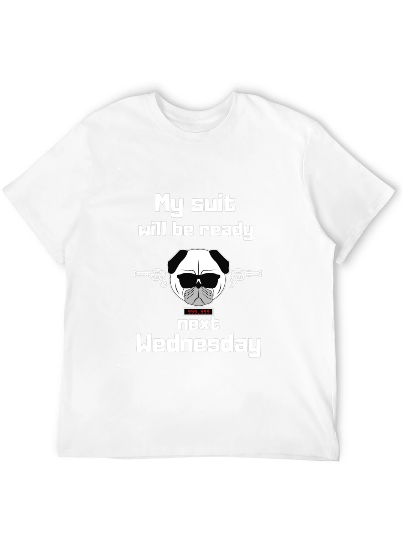 Funny Pug Suit Wednesday Graphic T-Shirt