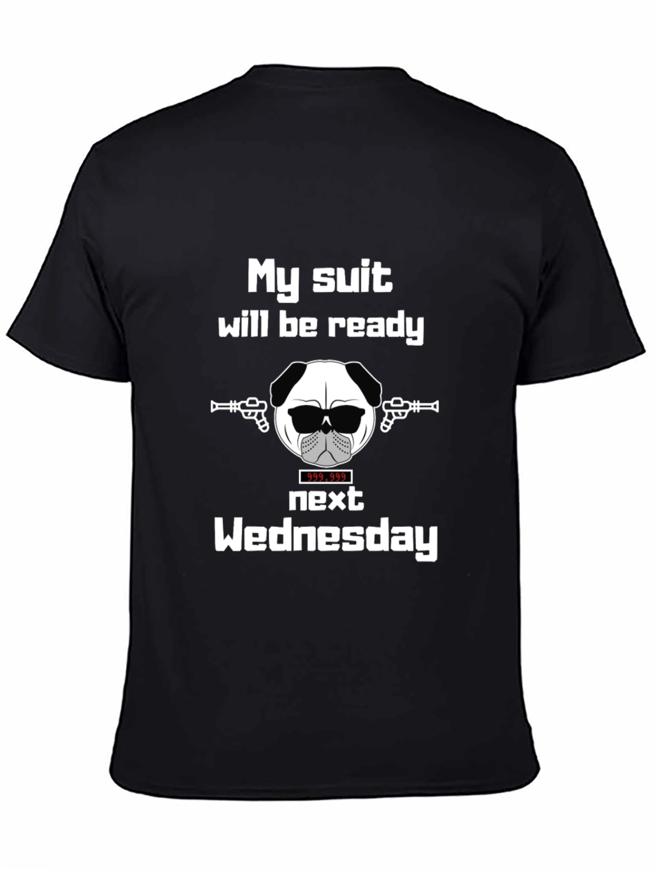 Funny Pug Suit Wednesday Graphic T-Shirt