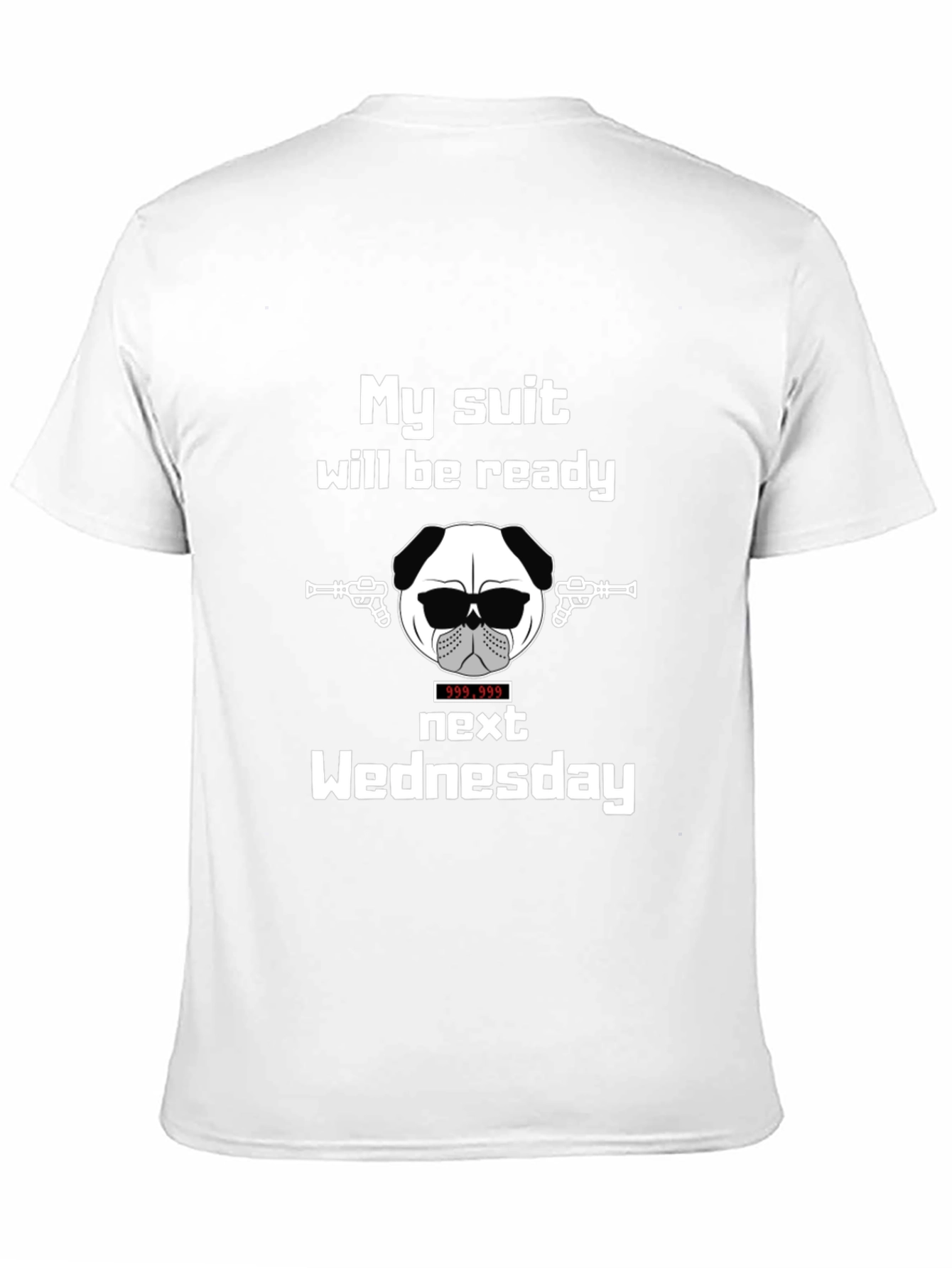 Funny Pug Suit Wednesday Graphic T-Shirt