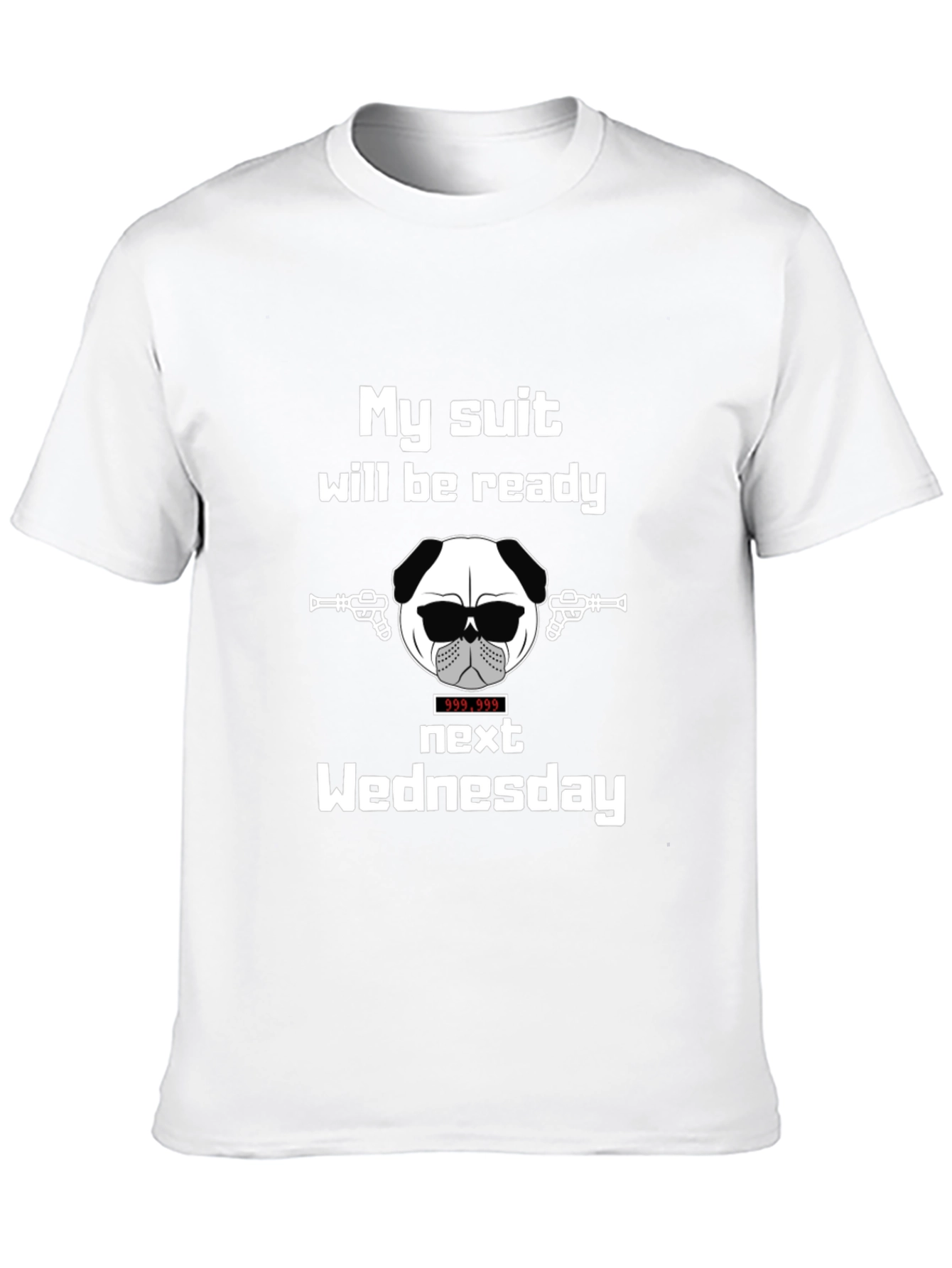 Funny Pug Suit Wednesday Graphic T-Shirt
