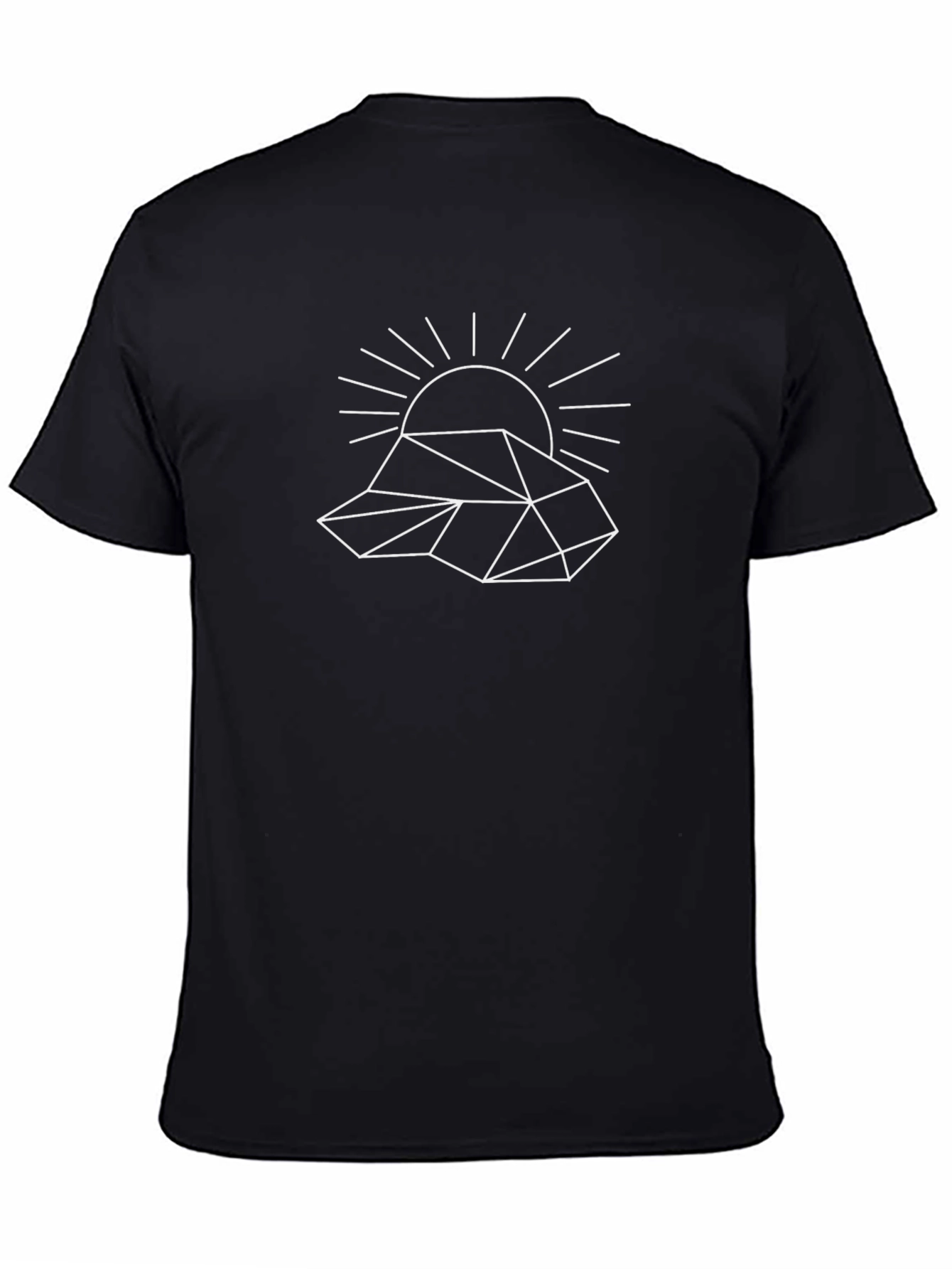 Geometric Mountain Sunrise Black T-Shirt