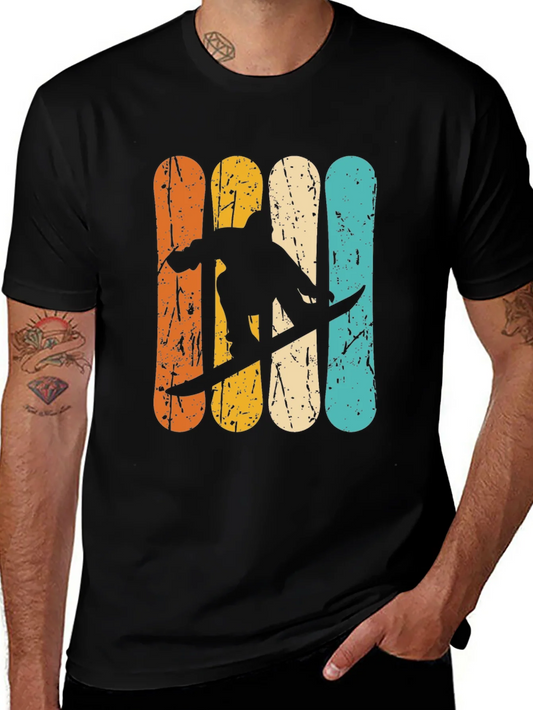 Retro Snowboarder Graphic T-Shirt - Black