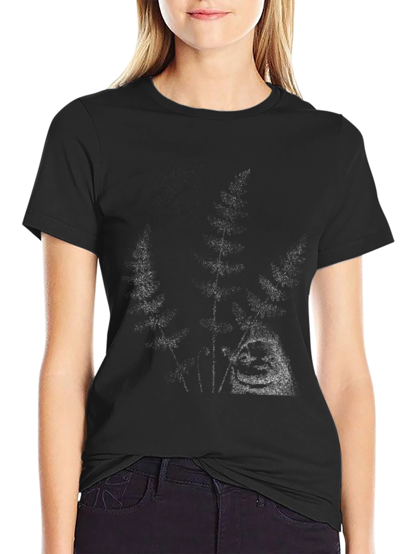 Mens Black Graphic Tee - Wolf Design