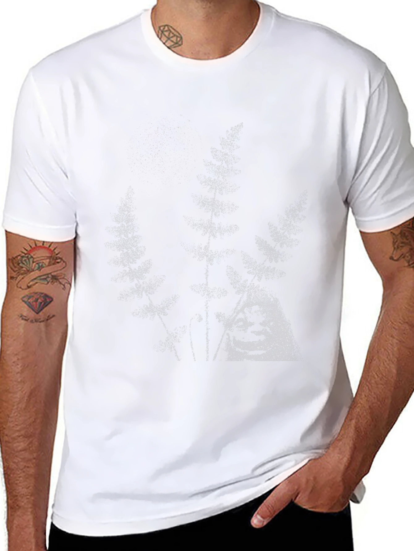 Mens Black Graphic Tee - Wolf Design