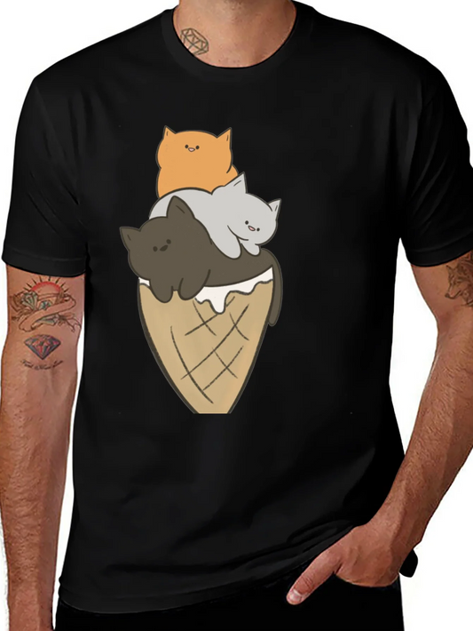 Cat Ice Cream Cone Graphic Tee