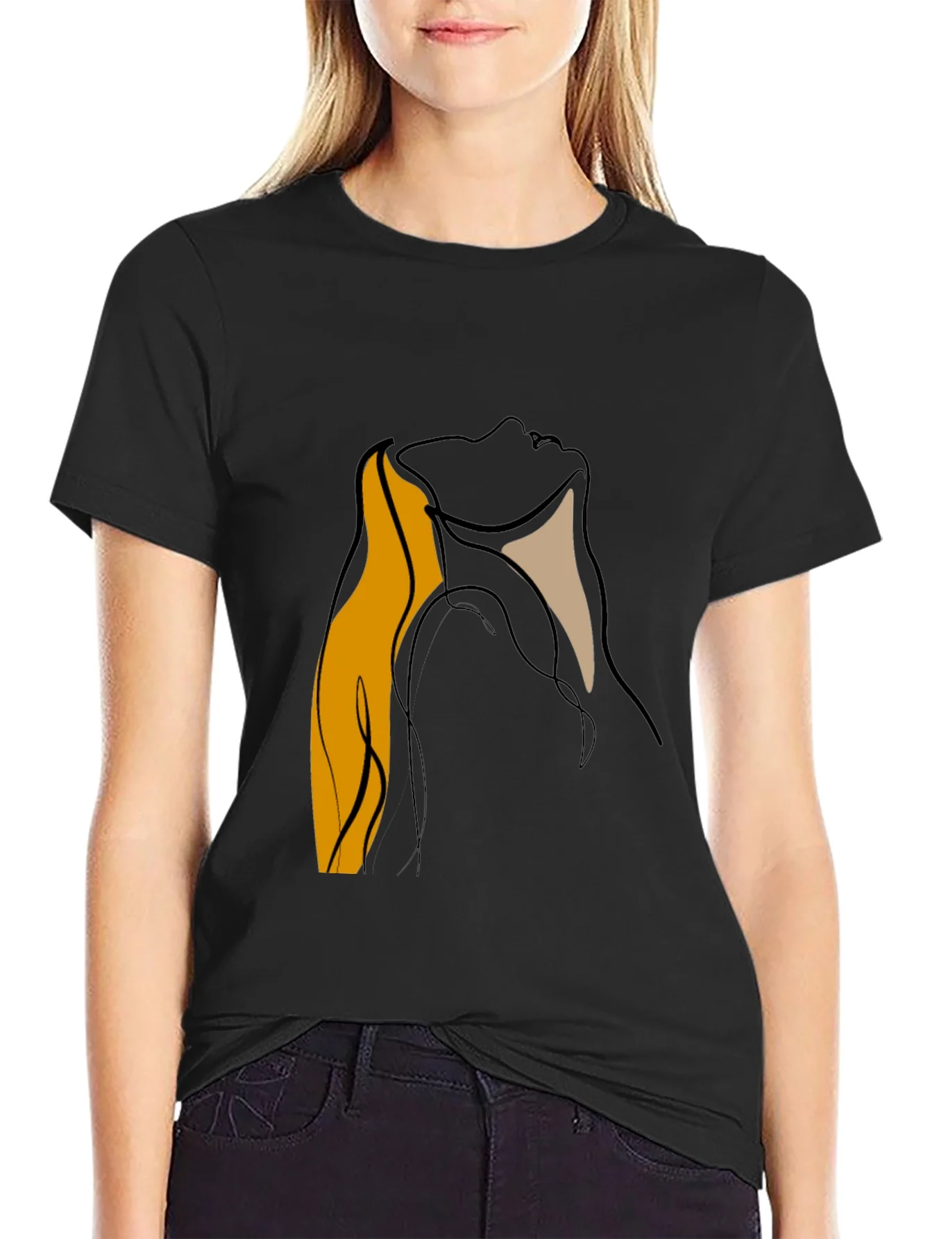 Abstract Face Graphic Black T-Shirt