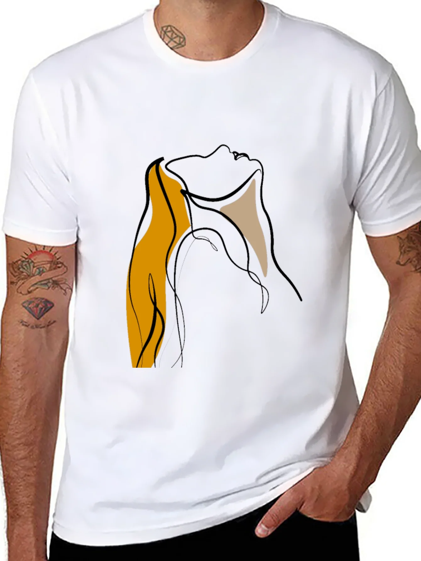Abstract Face Graphic Black T-Shirt