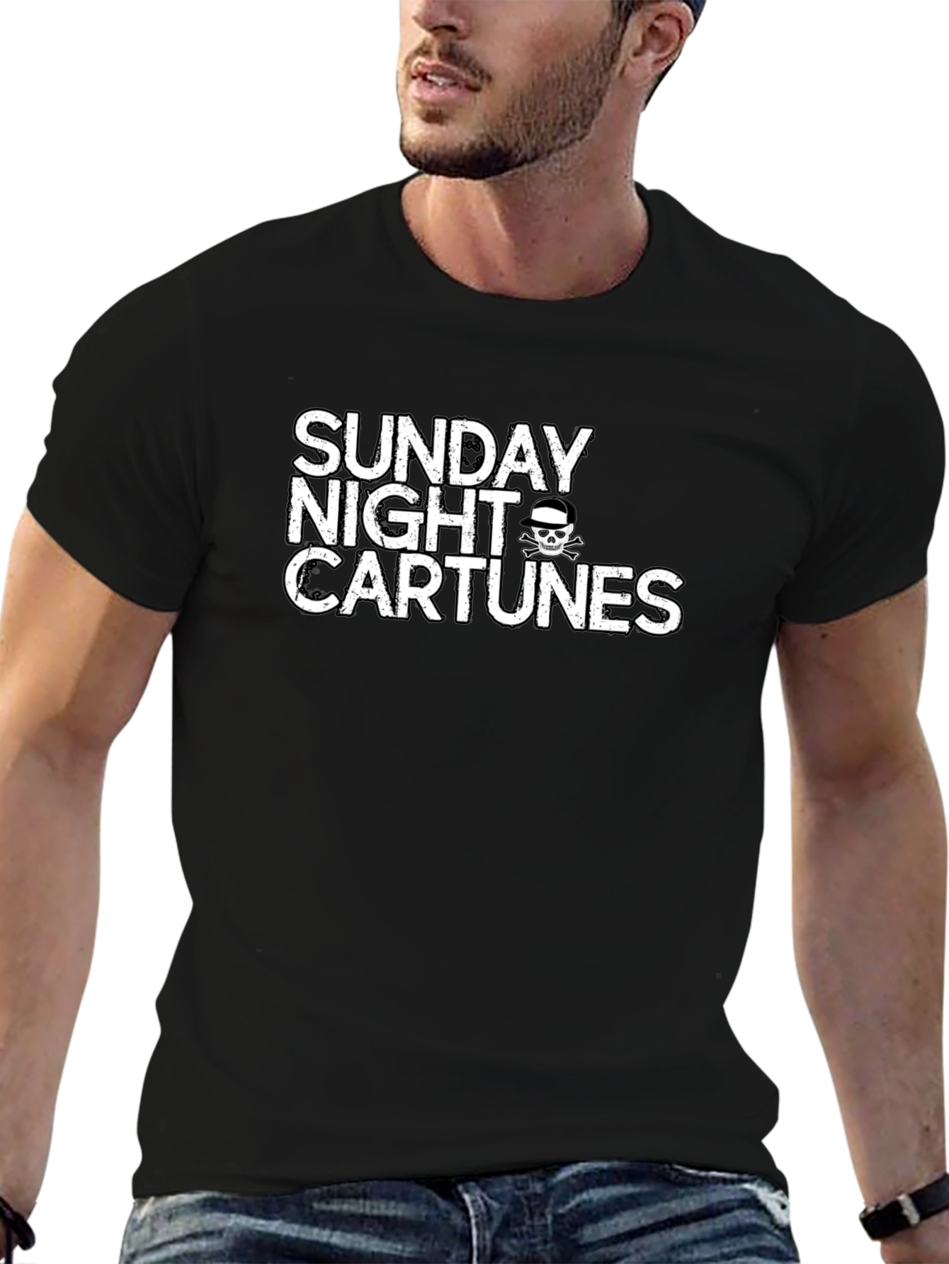 Sunday Night Cartunes Black Graphic Tee