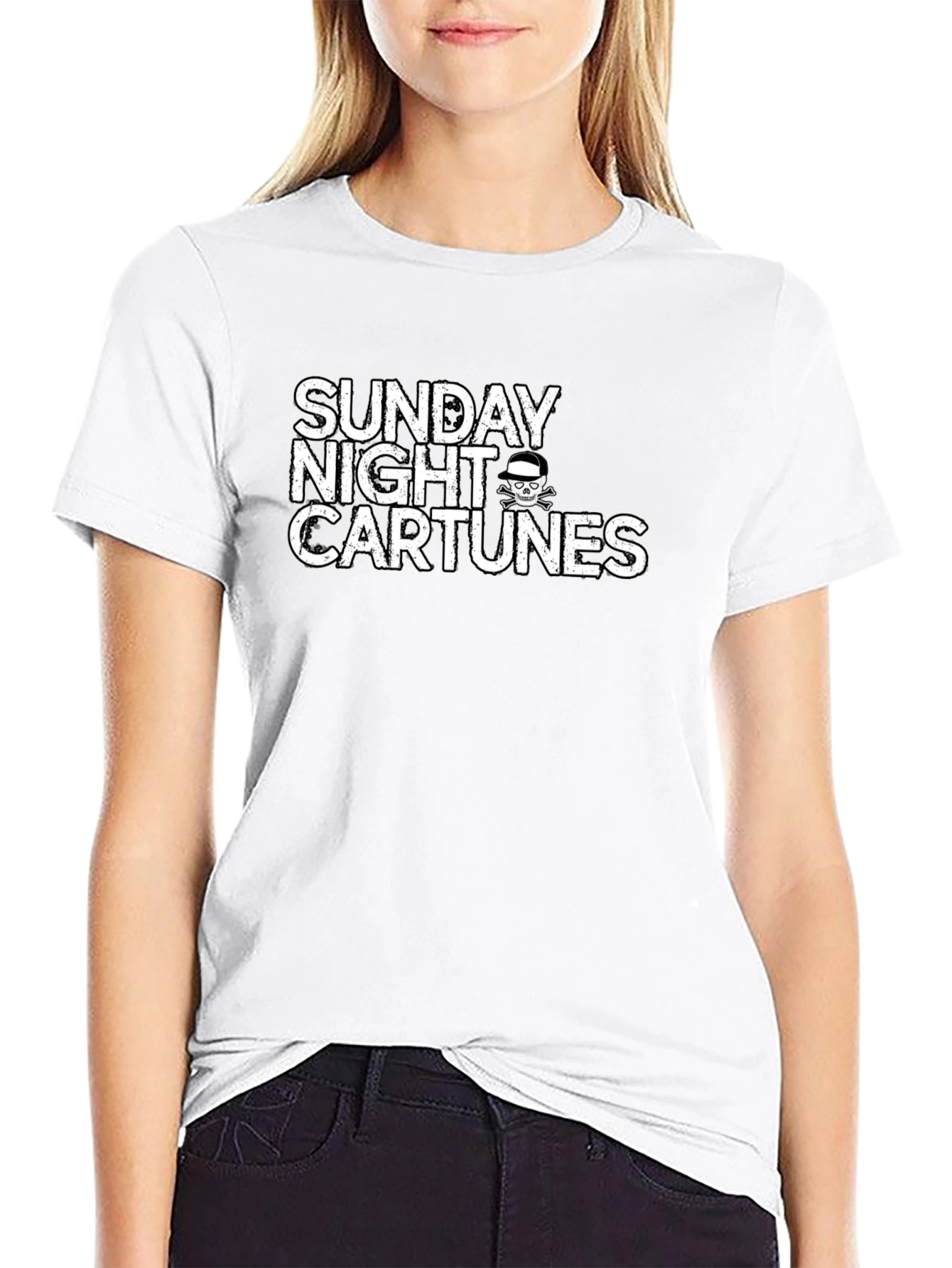 Sunday Night Cartunes Black Graphic Tee