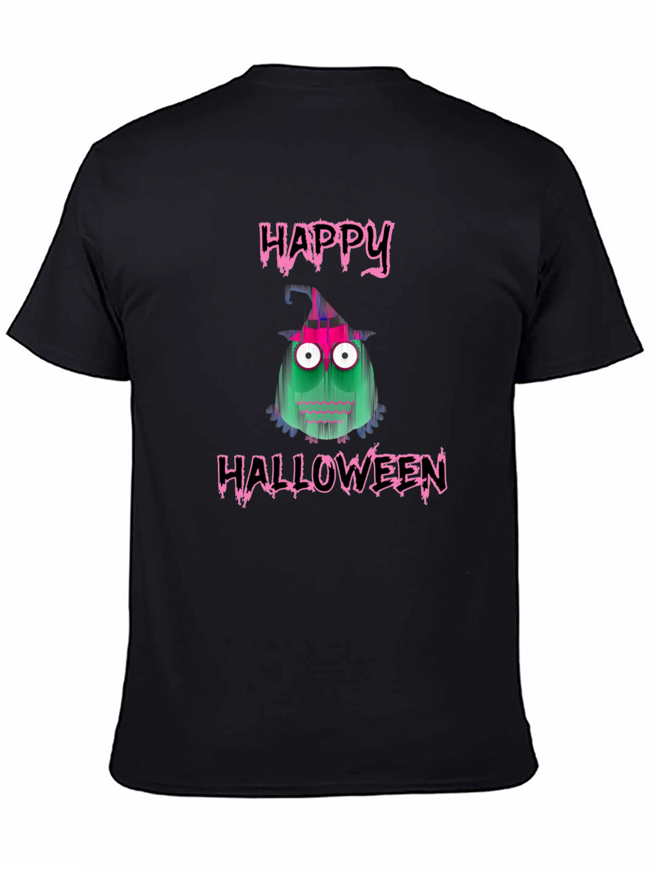 Happy Halloween Monster Graphic Tee - Black