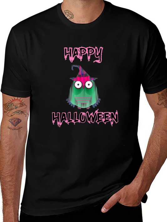 Happy Halloween Monster Graphic Tee - Black