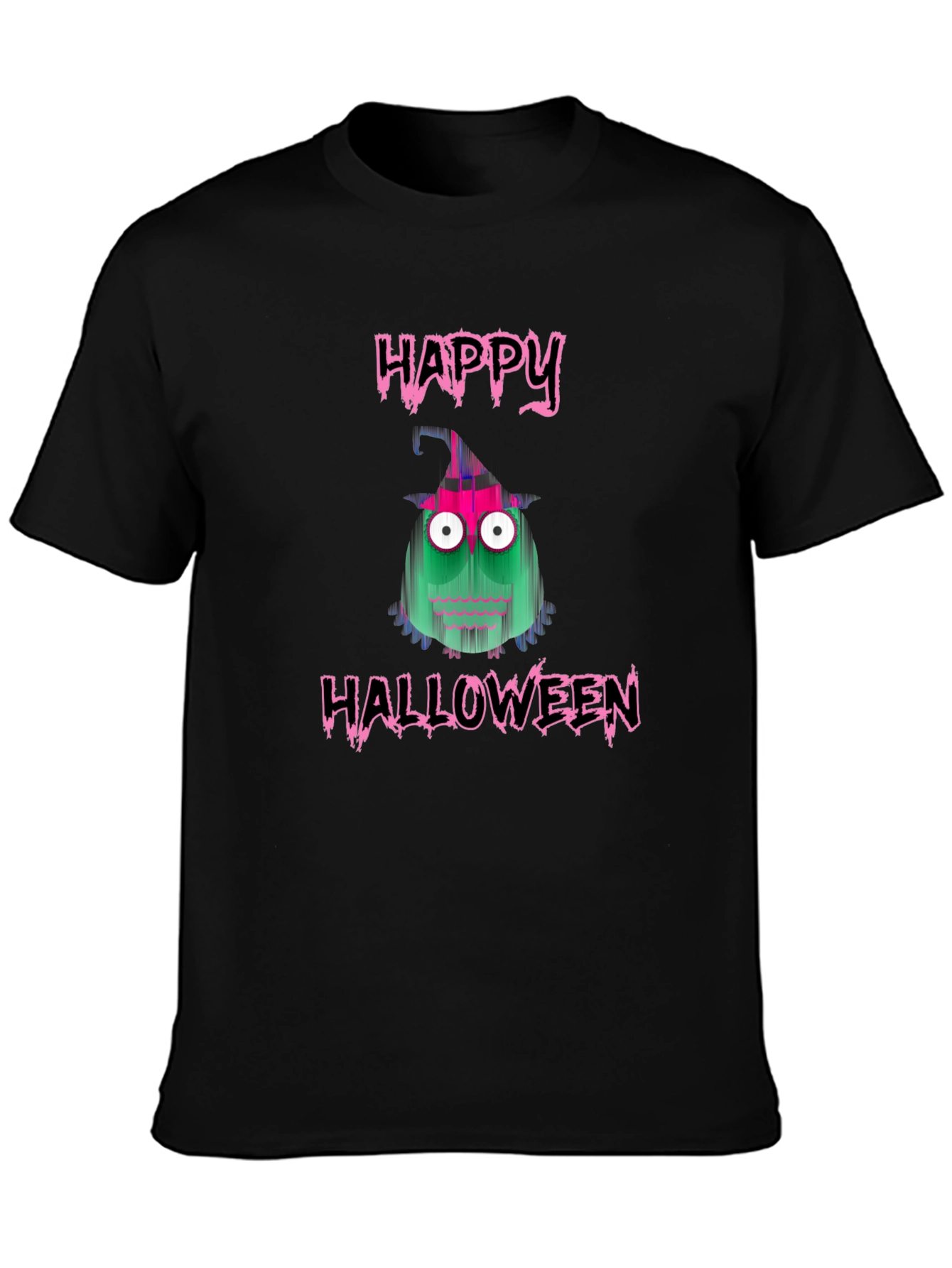 Happy Halloween Monster Graphic Tee - Black