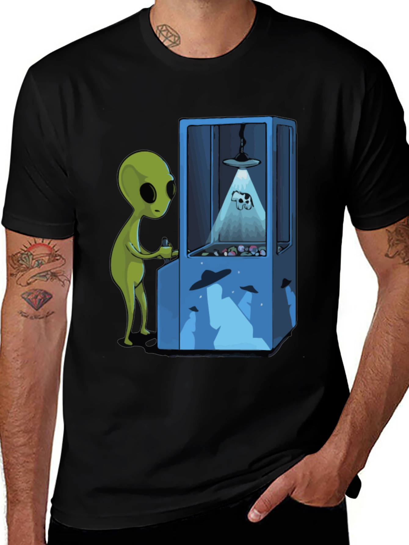 Alien Arcade T-Shirt - Novelty Graphic Tee