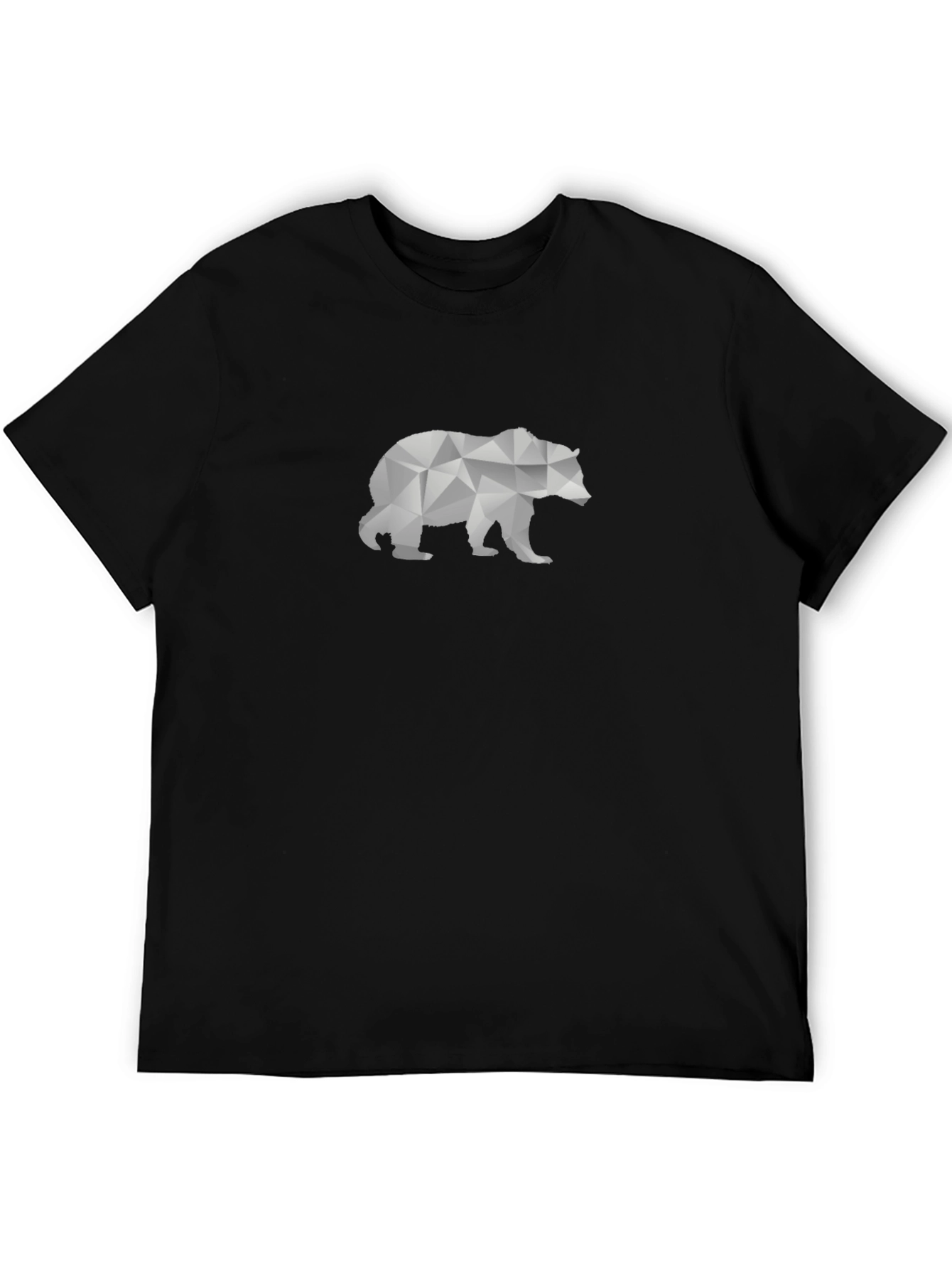 Geometric Bear Graphic Tee - Black Cotton T-Shirt