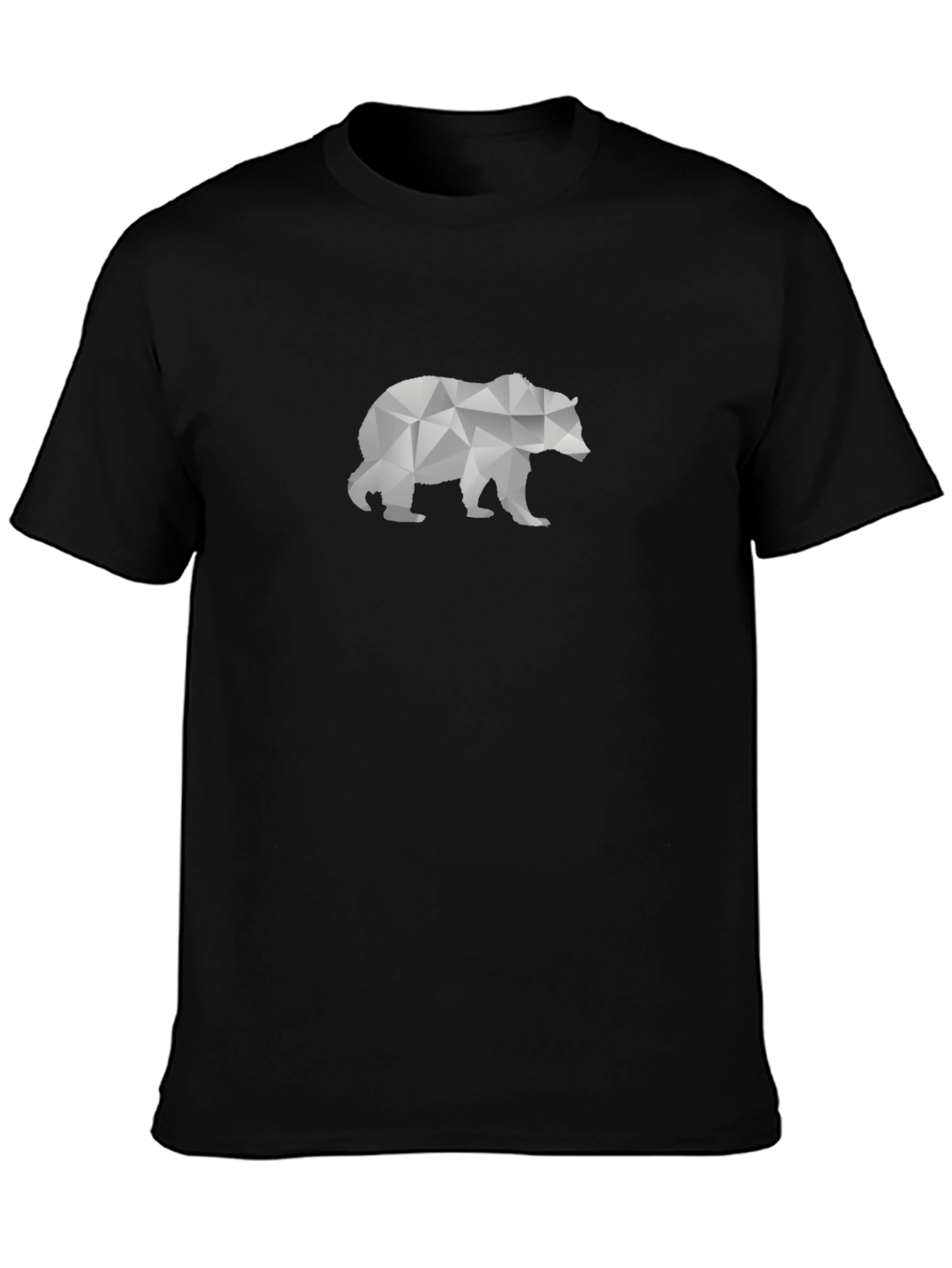 Geometric Bear Graphic Tee - Black Cotton T-Shirt