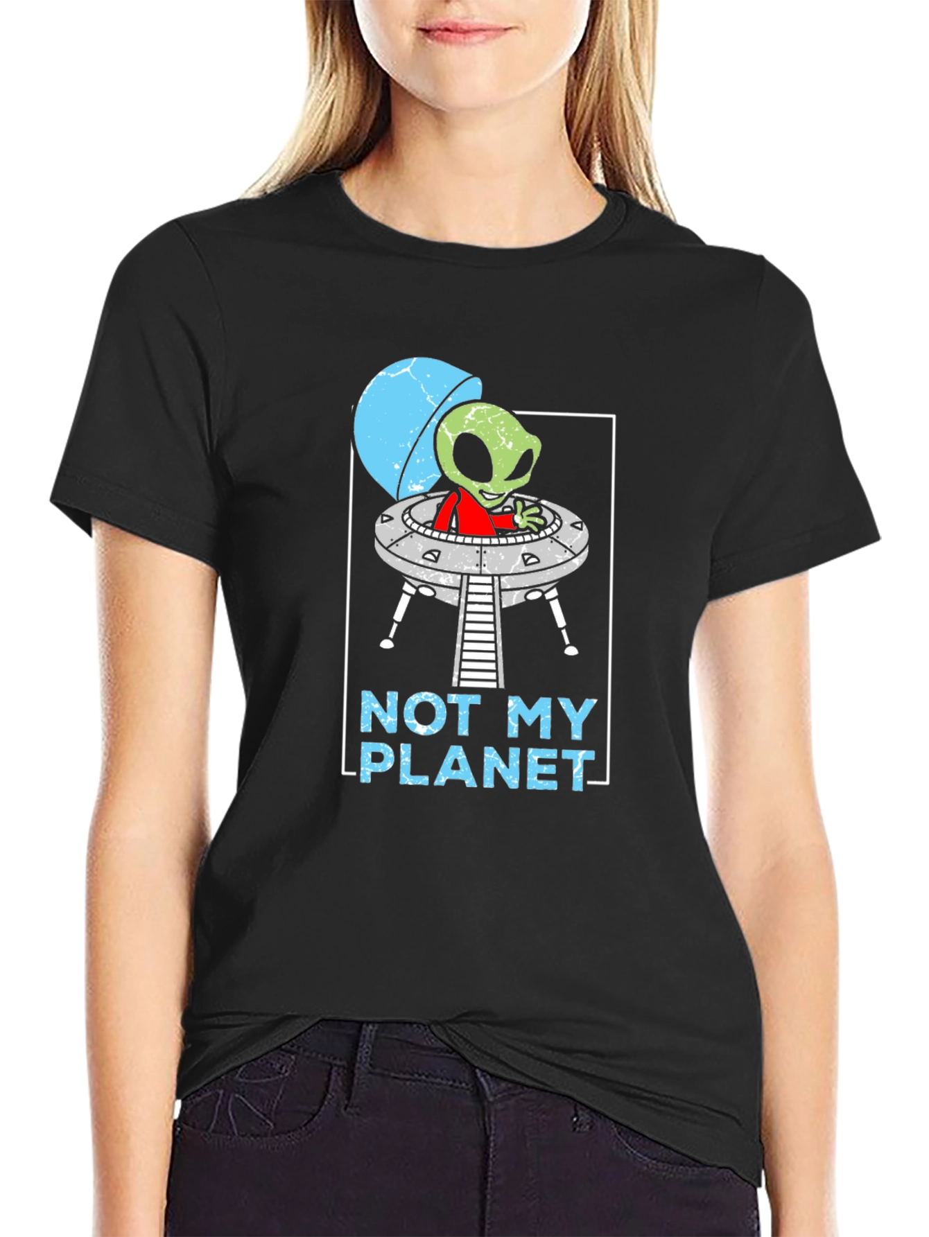 Not My Planet Alien UFO Graphic T-Shirt