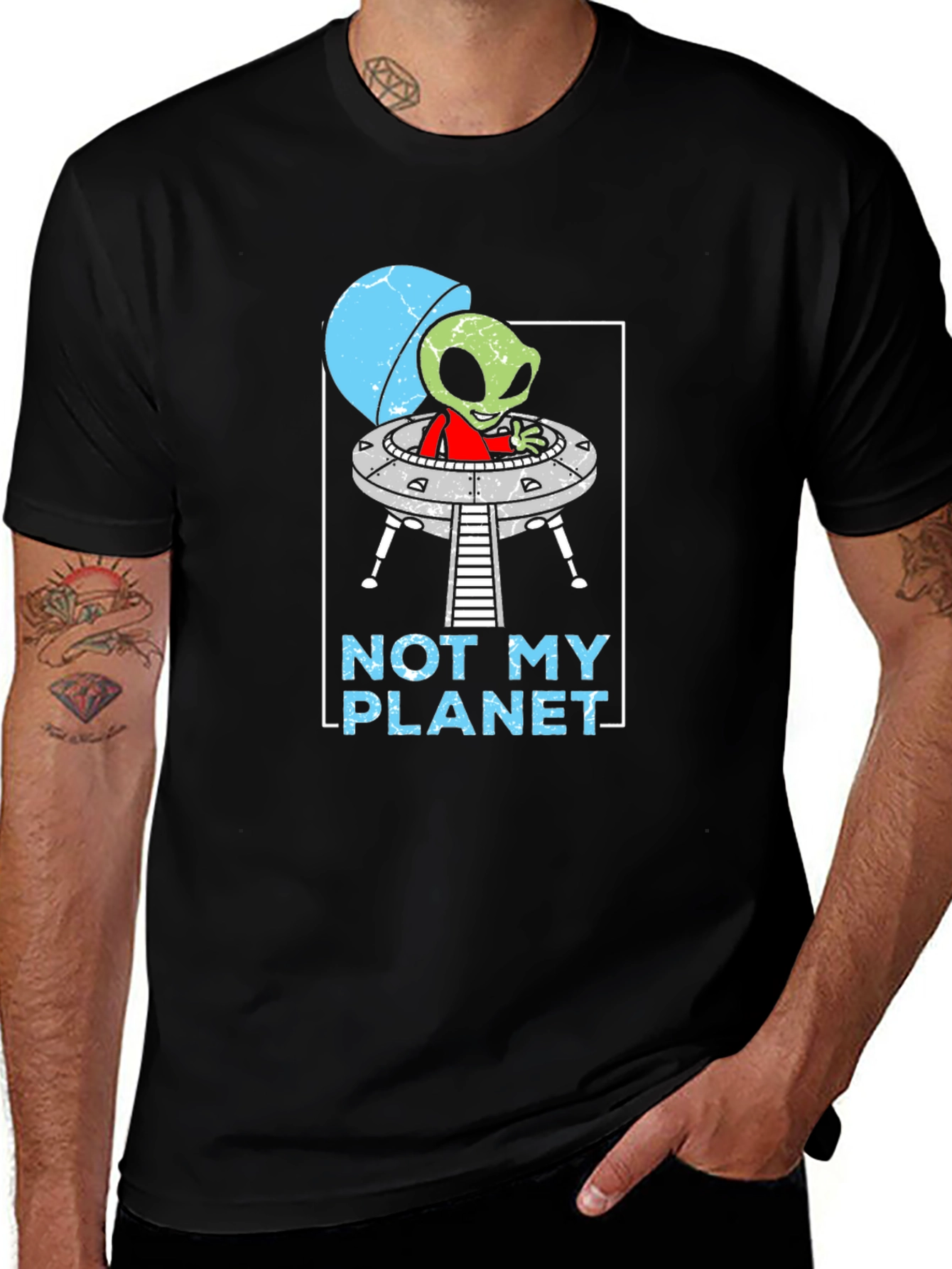 Not My Planet Alien UFO Graphic T-Shirt