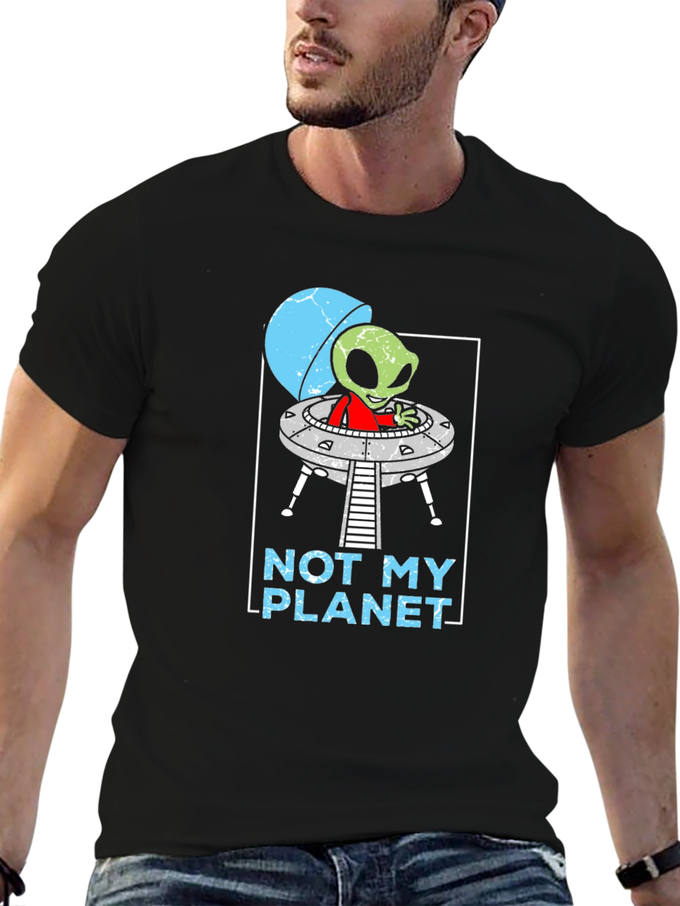 Not My Planet Alien UFO Graphic T-Shirt