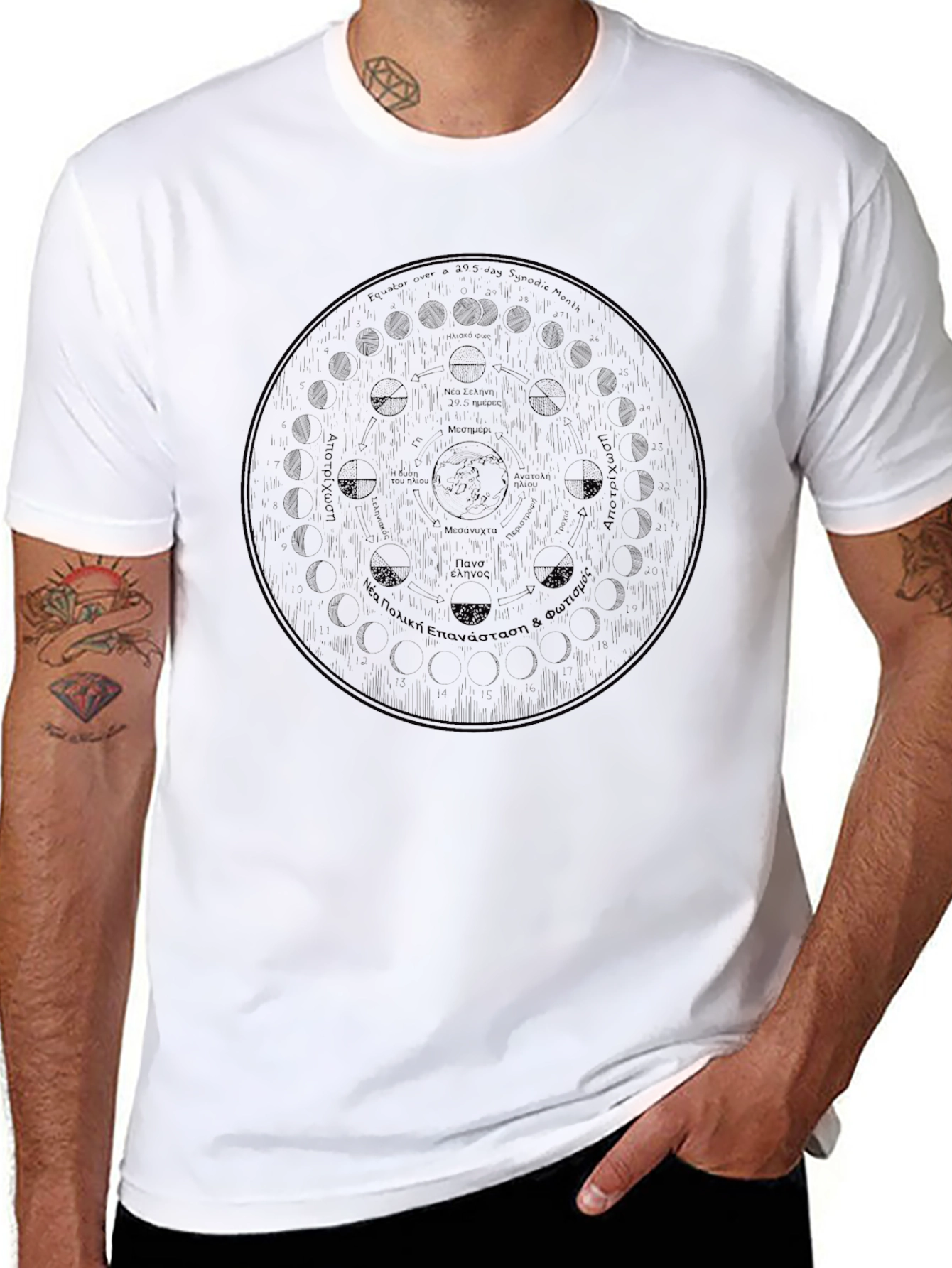 Lunar Phase Graphic Tee - Stylish Black T-Shirt