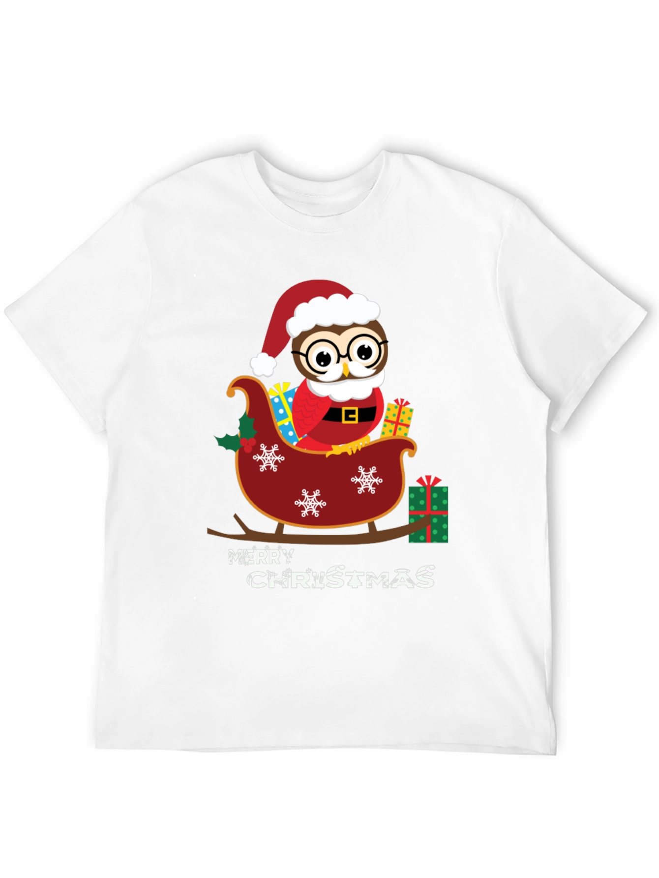 Owl Christmas Sleigh Graphic Tee
