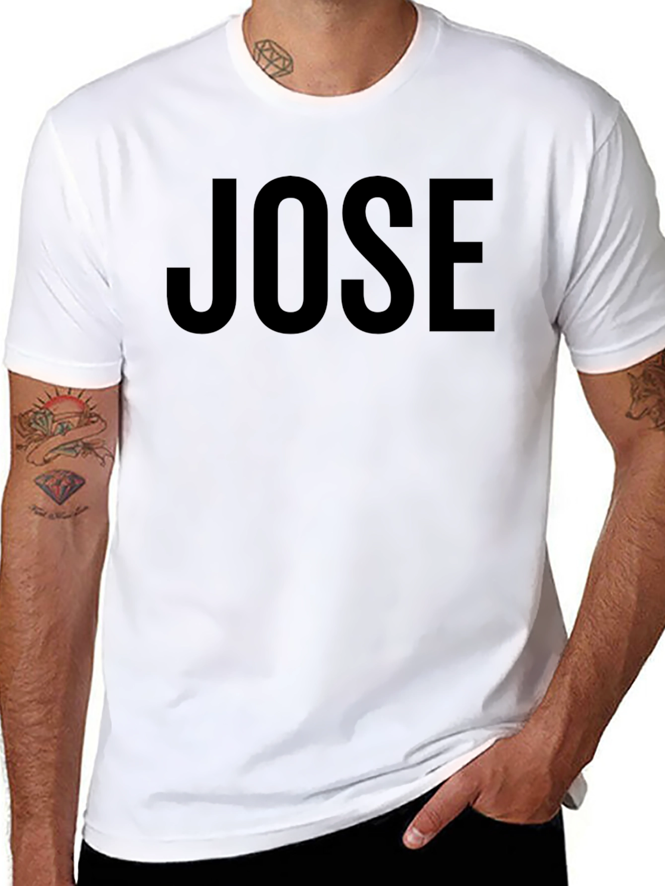Jose Personalized Black Crew Neck T-Shirt