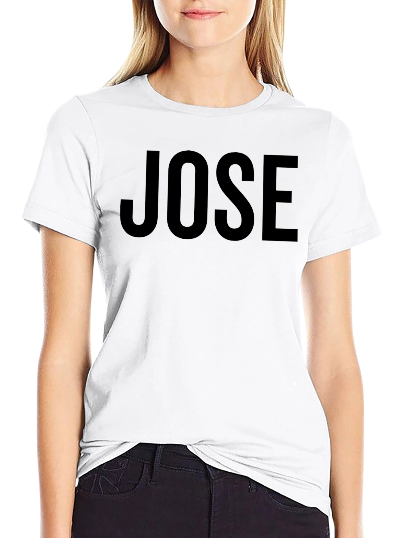 Jose Personalized Black Crew Neck T-Shirt