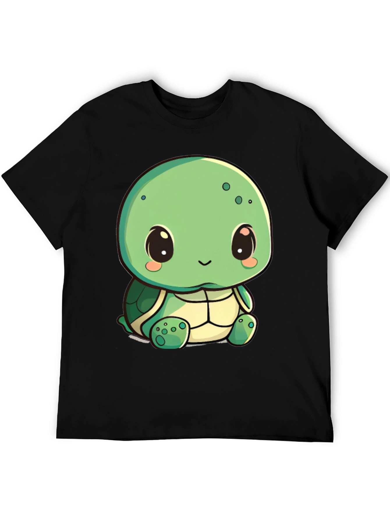 Cute Turtle Graphic Tee - Black Cotton Blend Shirt