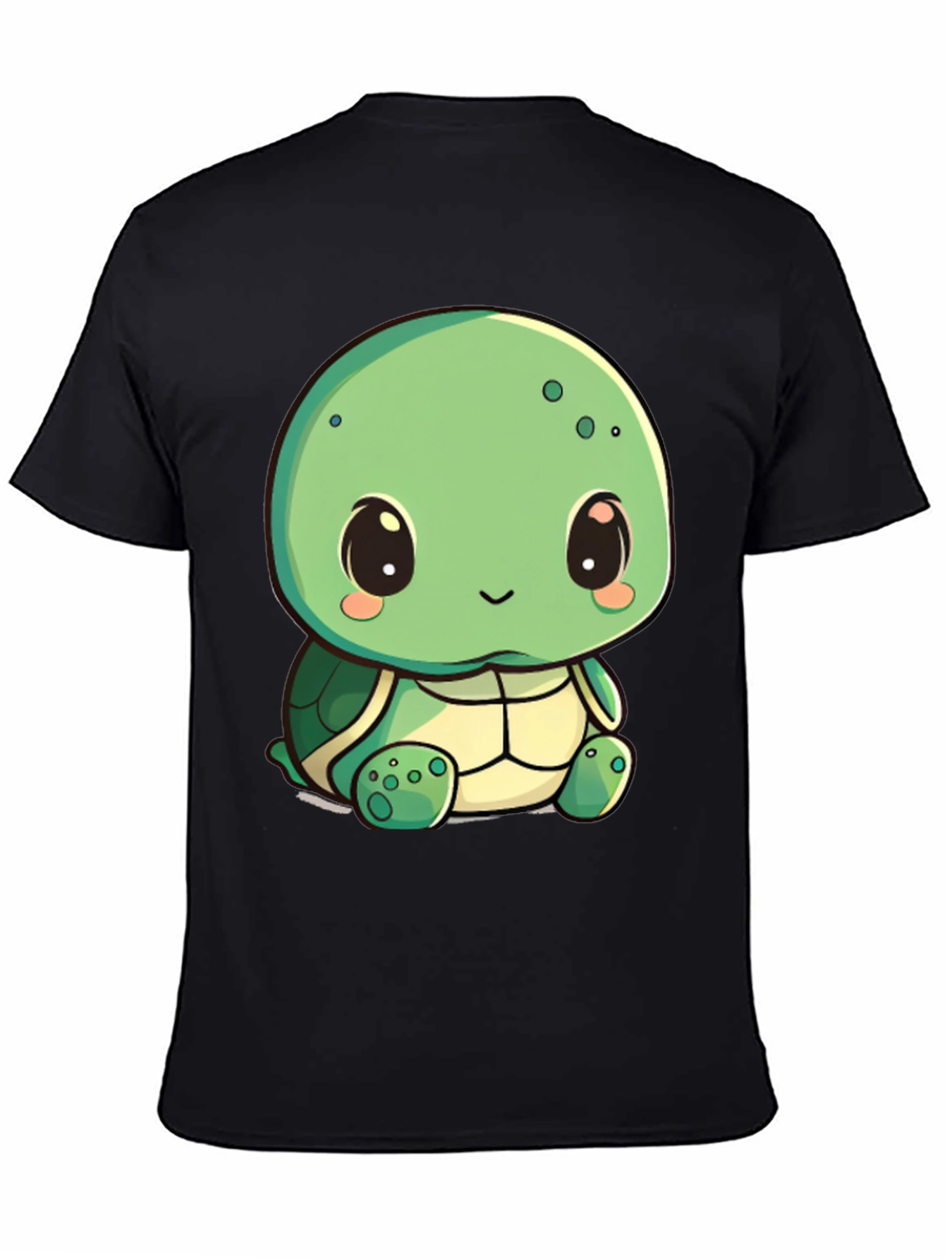 Cute Turtle Graphic Tee - Black Cotton Blend Shirt