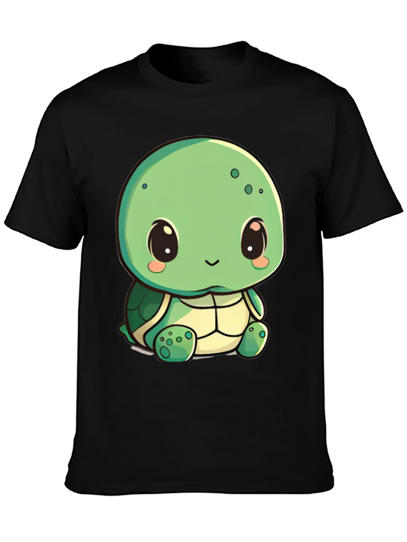 Cute Turtle Graphic Tee - Black Cotton Blend Shirt