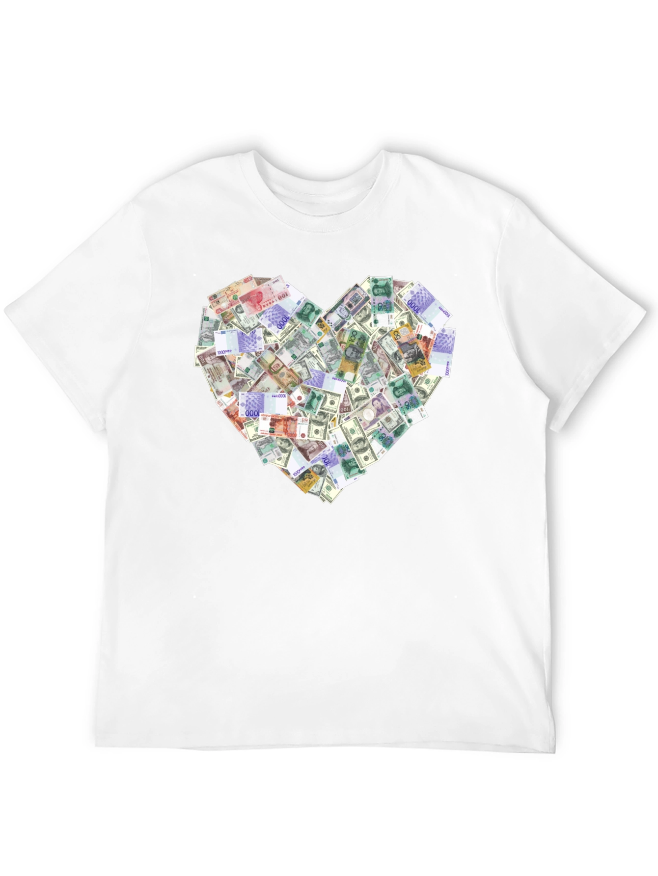Money Heart Graphic Tee - Black Cotton T-Shirt