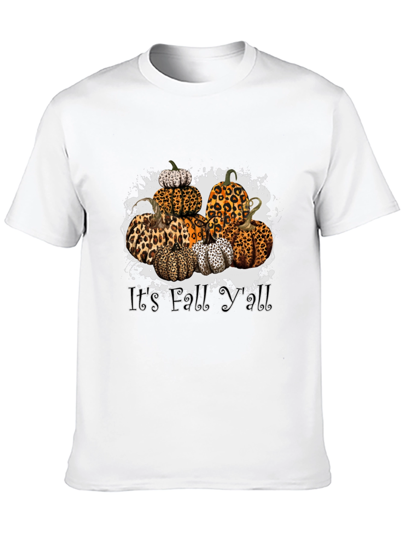 Its Fall Yall Leopard Print Pumpkin Stack T-Shirt