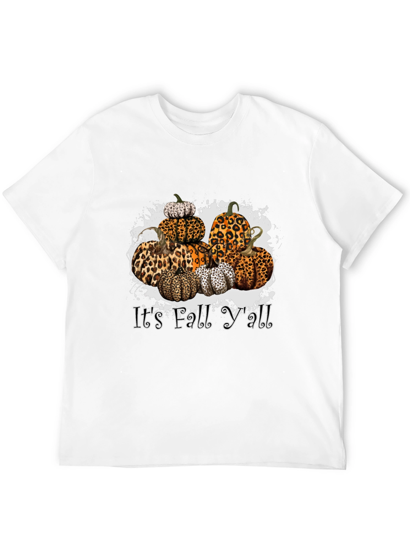 Its Fall Yall Leopard Print Pumpkin Stack T-Shirt