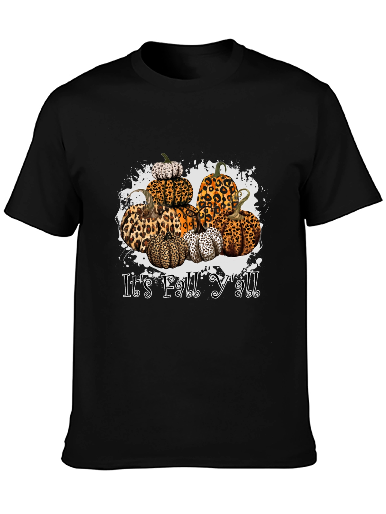Its Fall Yall Leopard Print Pumpkin Stack T-Shirt
